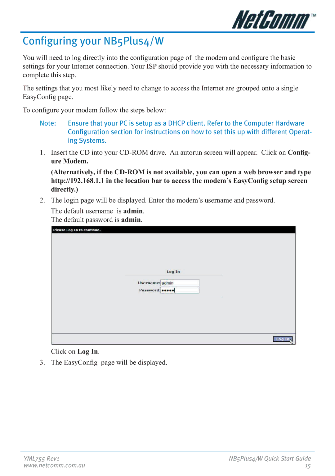 NetComm manual Configuring your NB5Plus4/W 