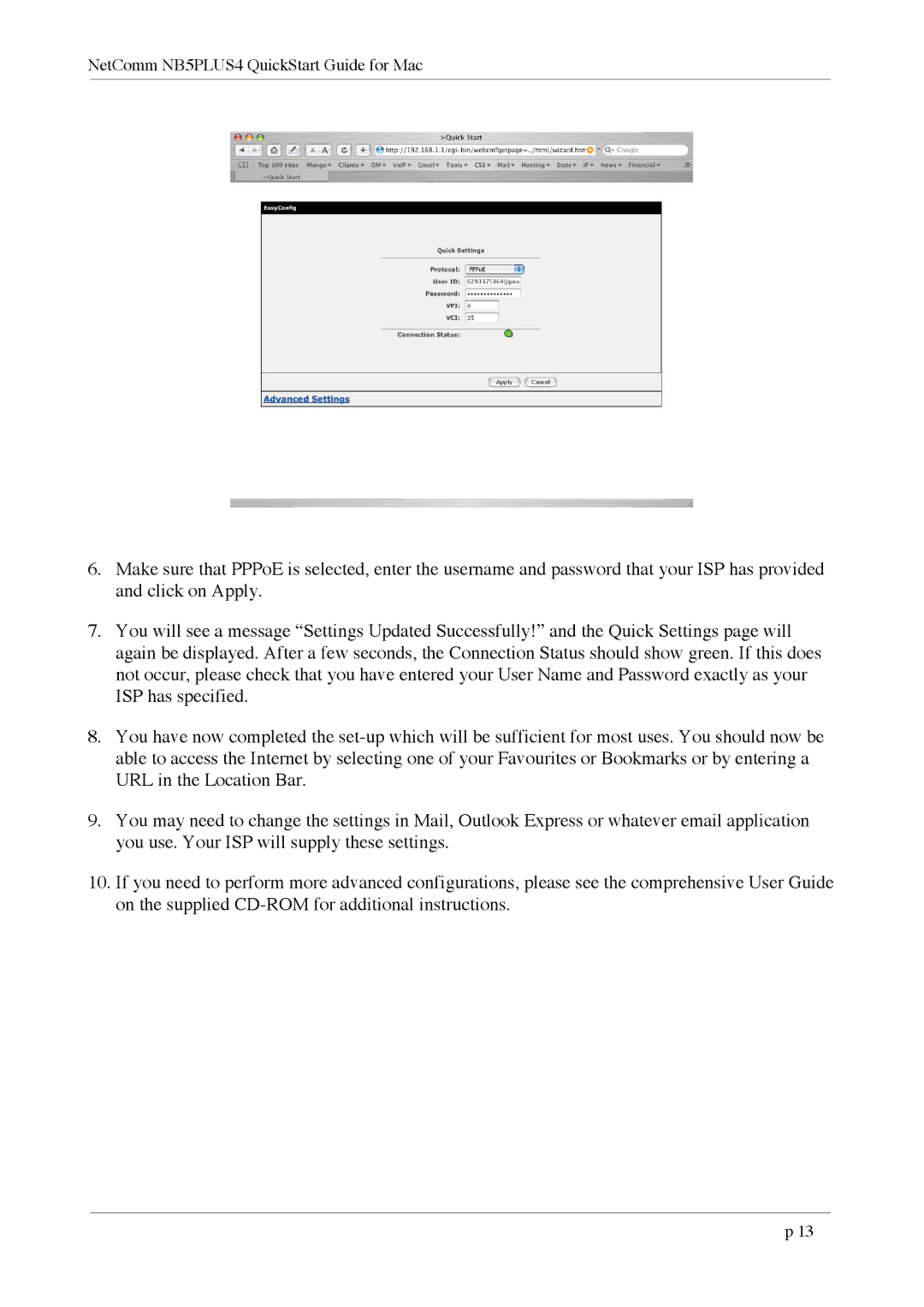 NetComm NB5Plus4 quick start NetComm NB5PLUS4 QuickStart Guide for Mac 