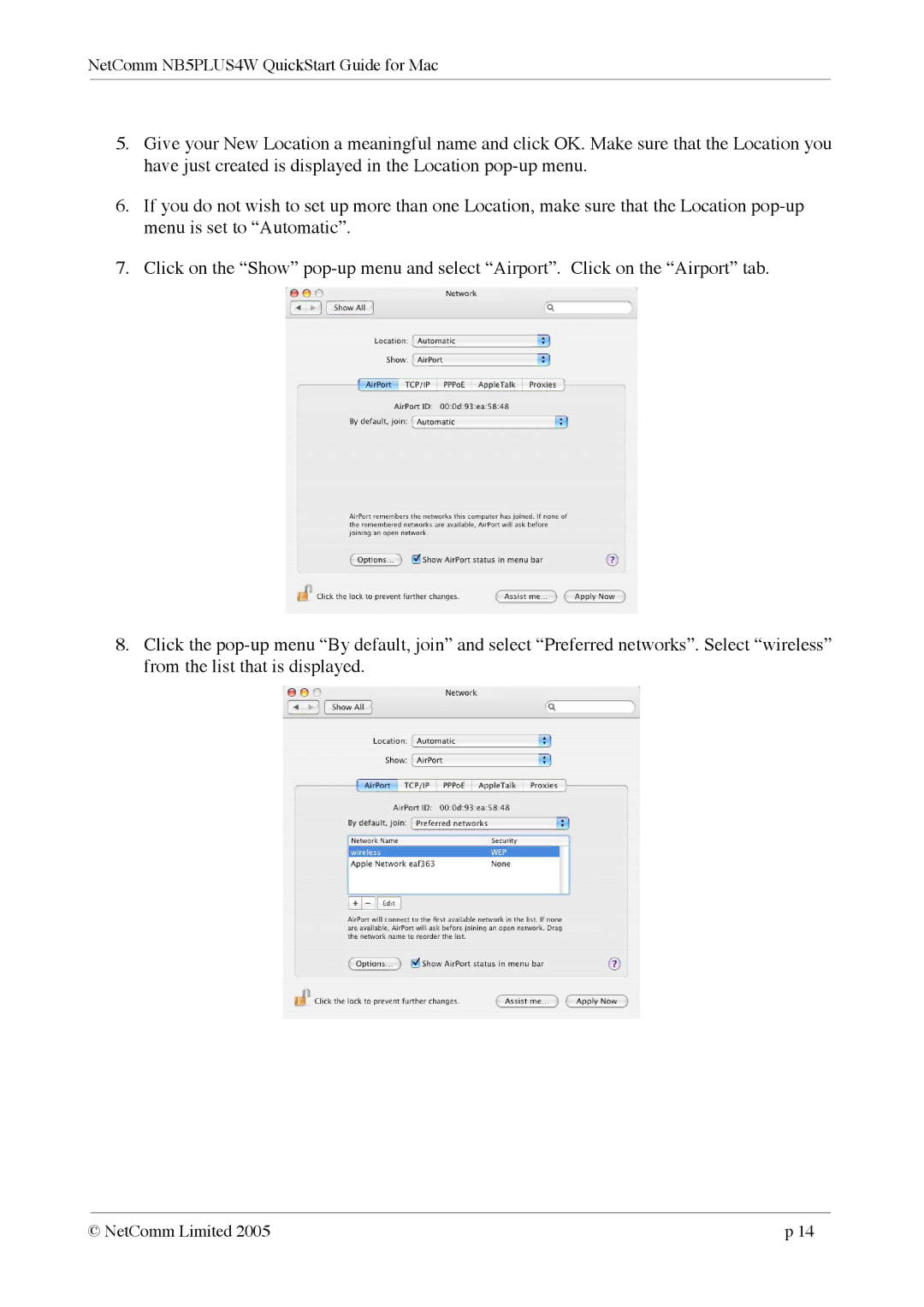 NetComm quick start NetComm NB5PLUS4W QuickStart Guide for Mac 