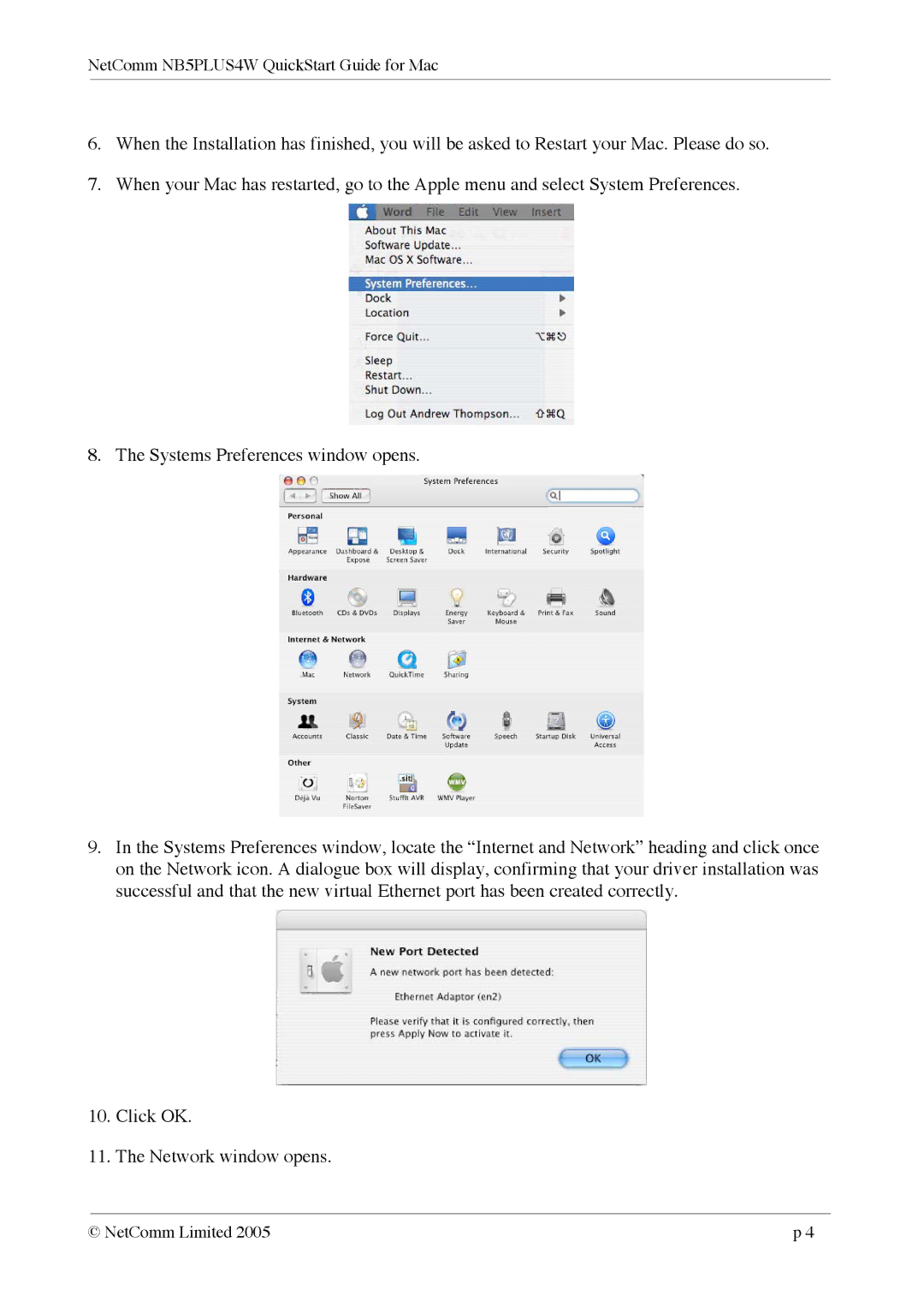 NetComm quick start NetComm NB5PLUS4W QuickStart Guide for Mac 