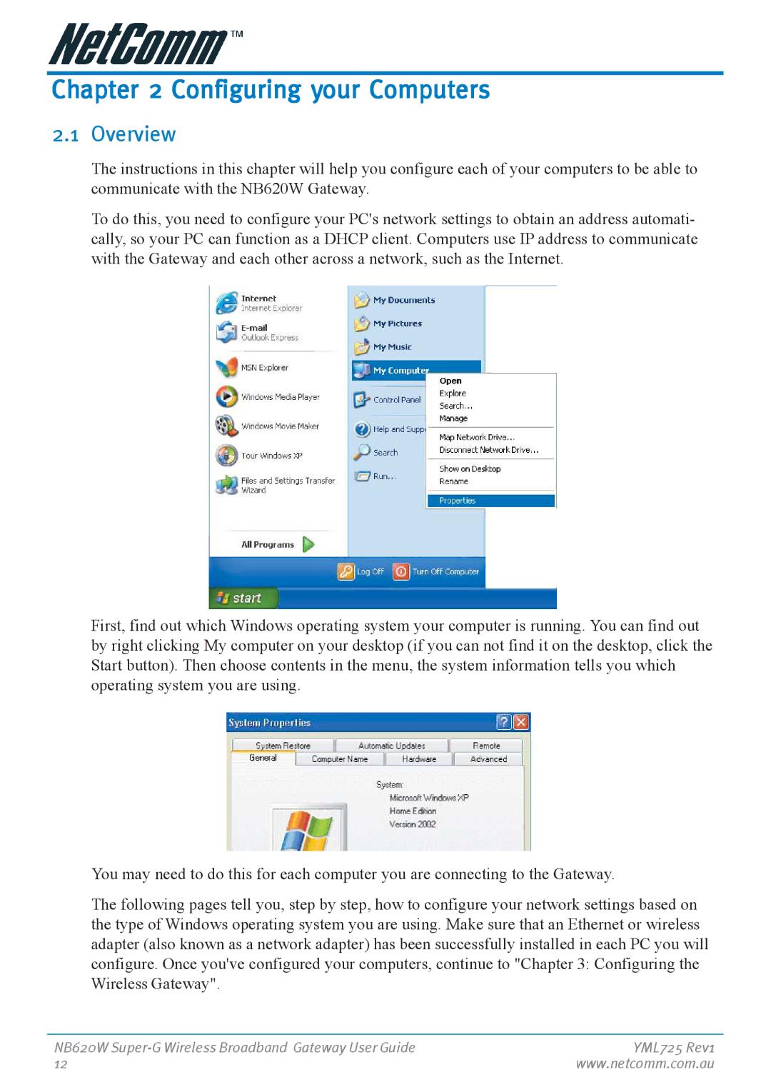 NetComm NB620W manual Configuring your Computers, Overview 