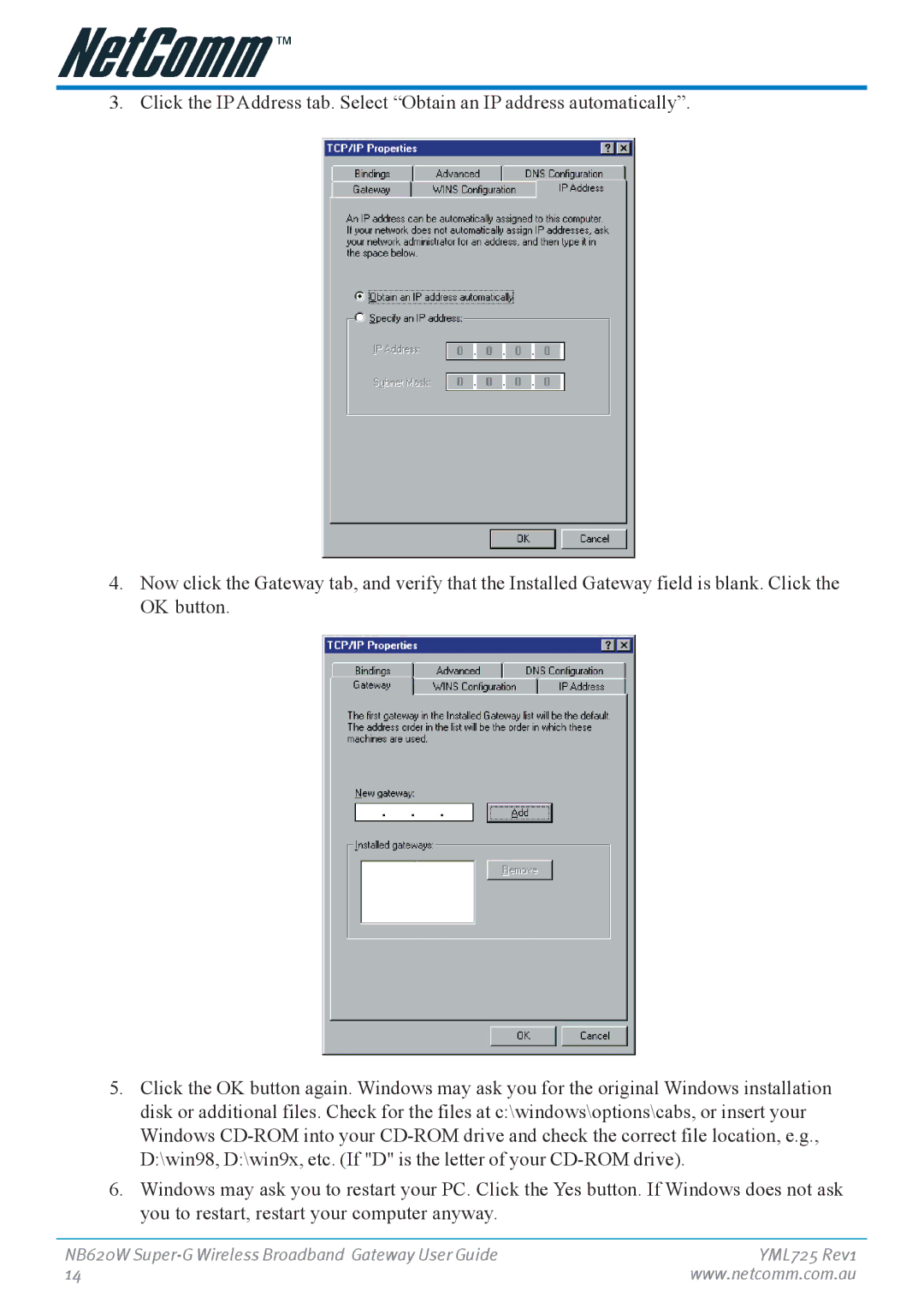 NetComm NB620W manual 