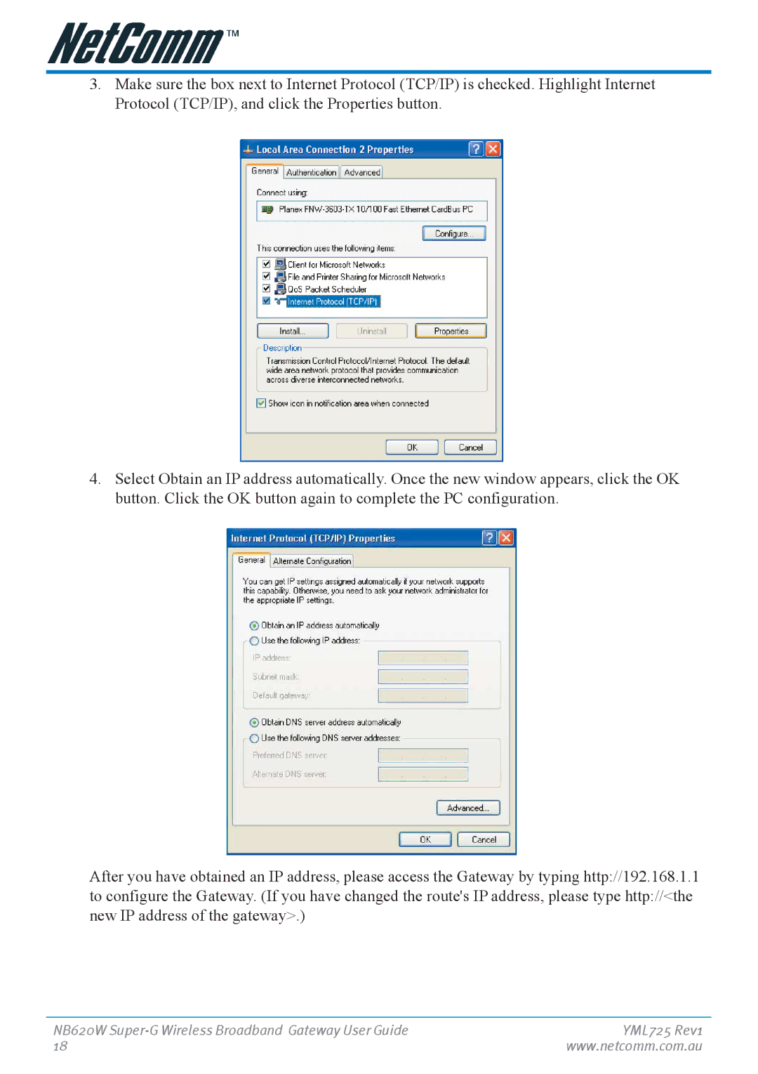 NetComm NB620W manual 