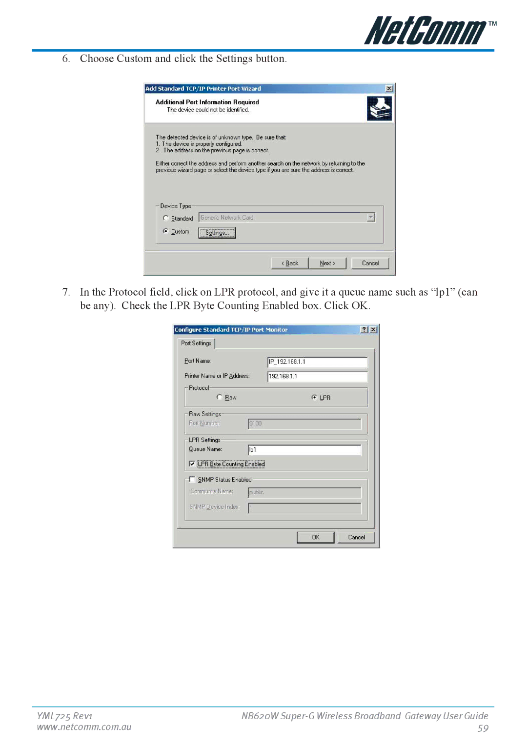 NetComm NB620W manual YML725 Rev1 