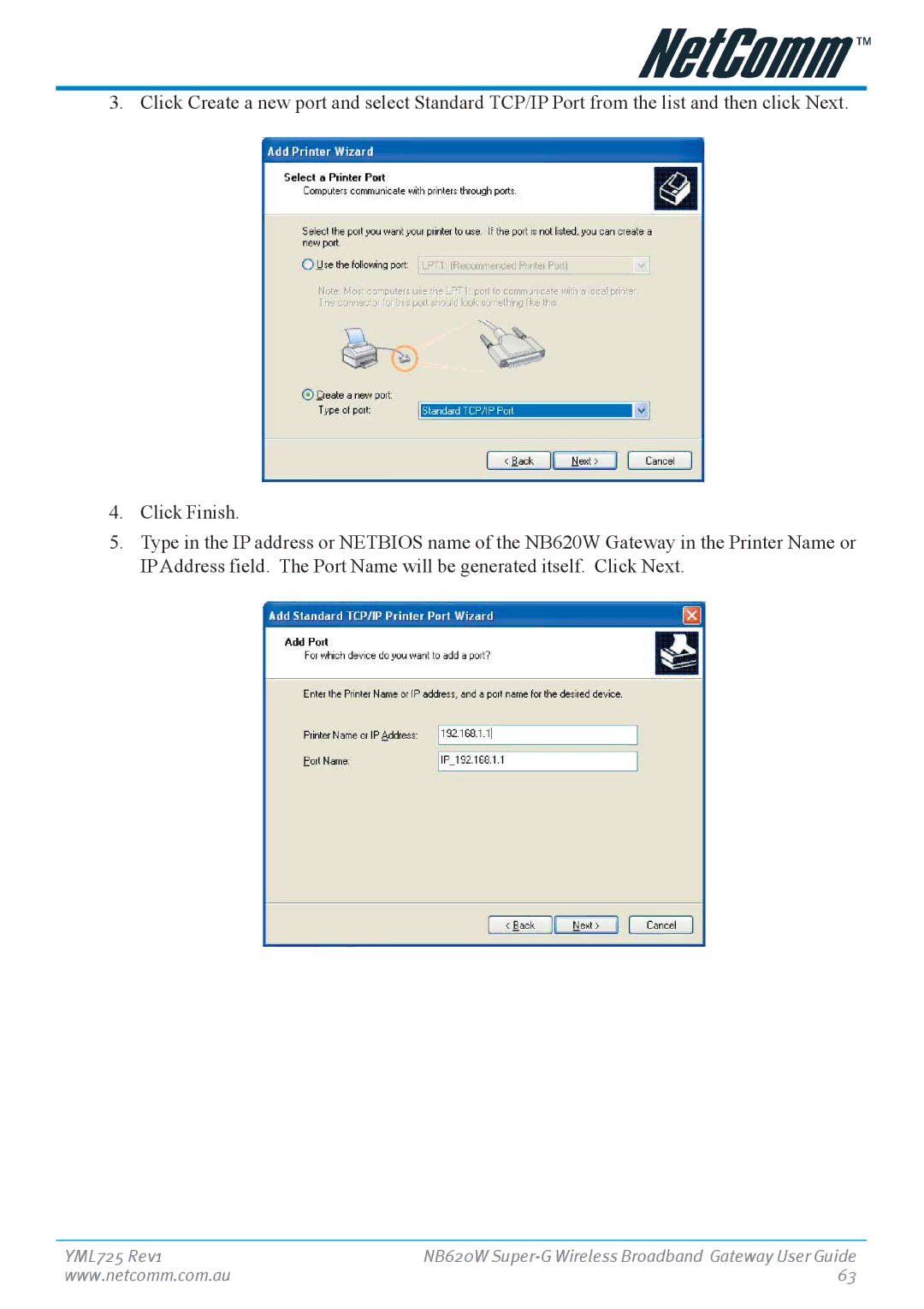 NetComm NB620W manual YML725 Rev1 