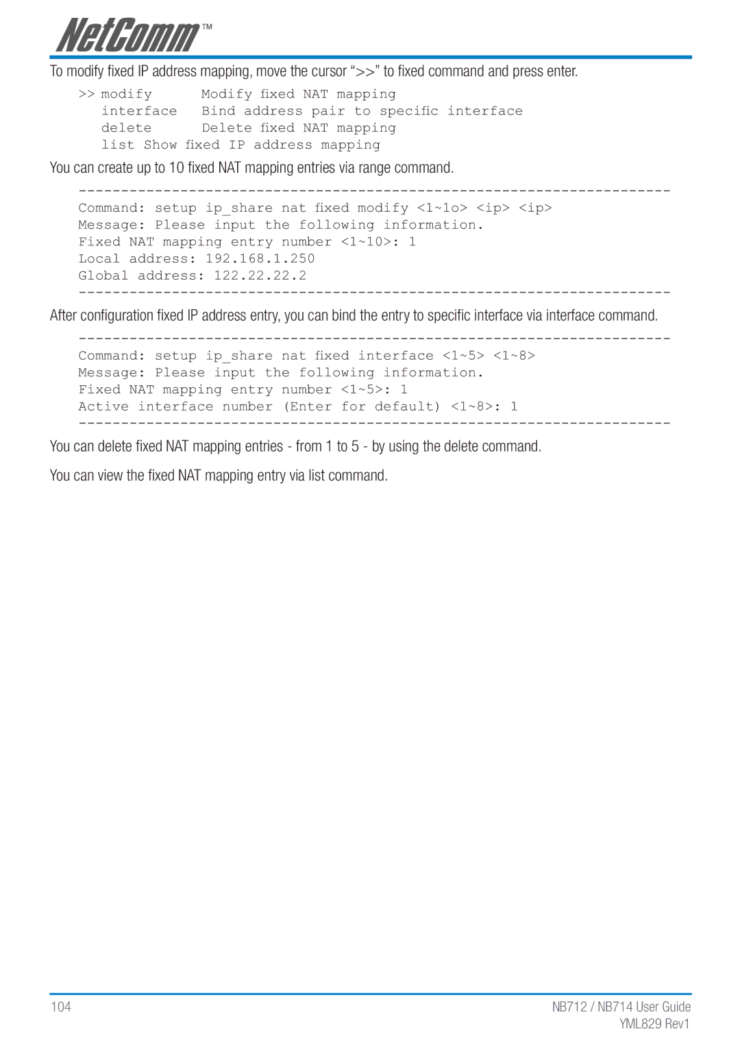 NetComm NB712 manual Mapping 