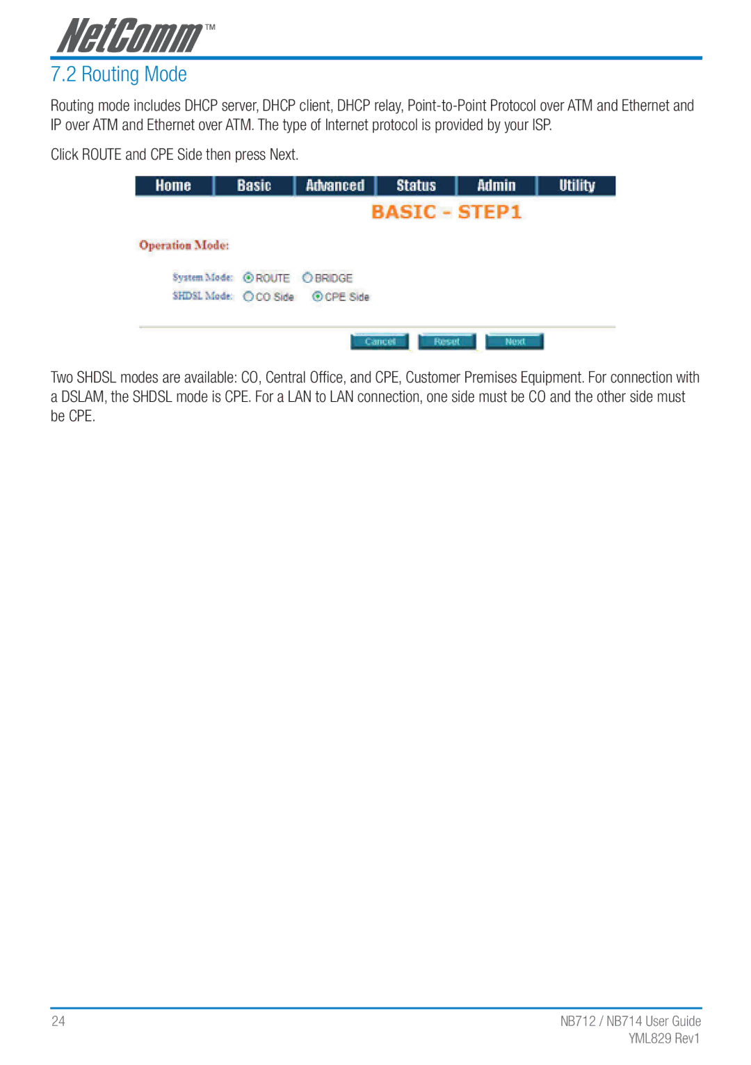 NetComm NB712 manual Routing Mode 