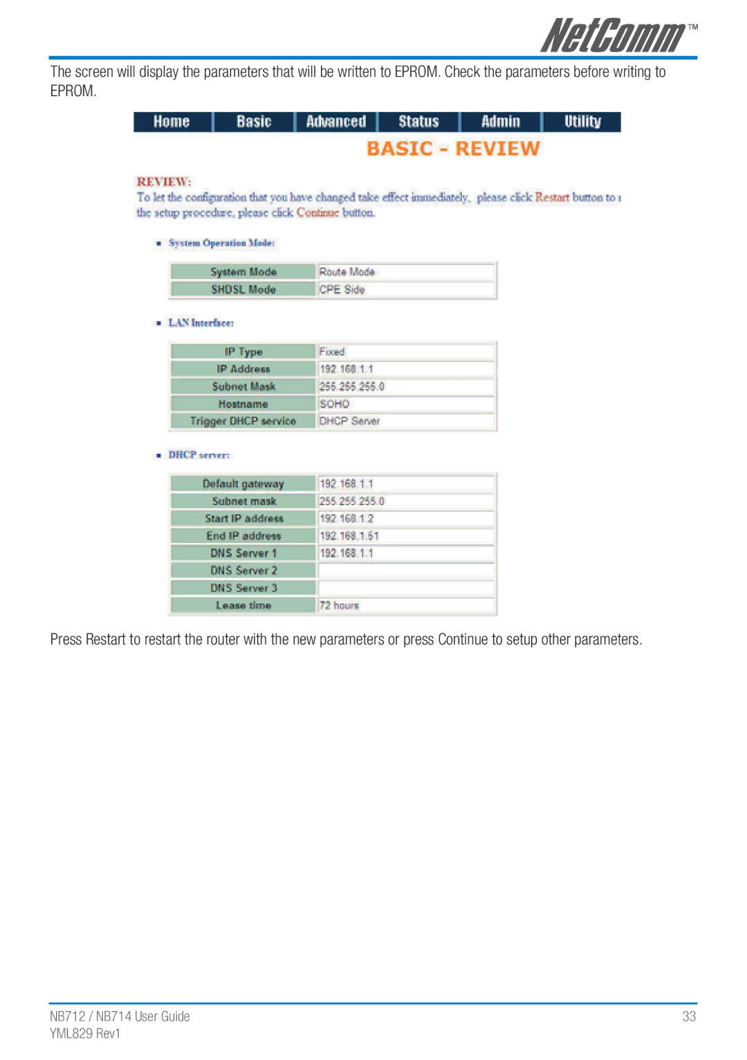 NetComm NB712 manual Eprom 