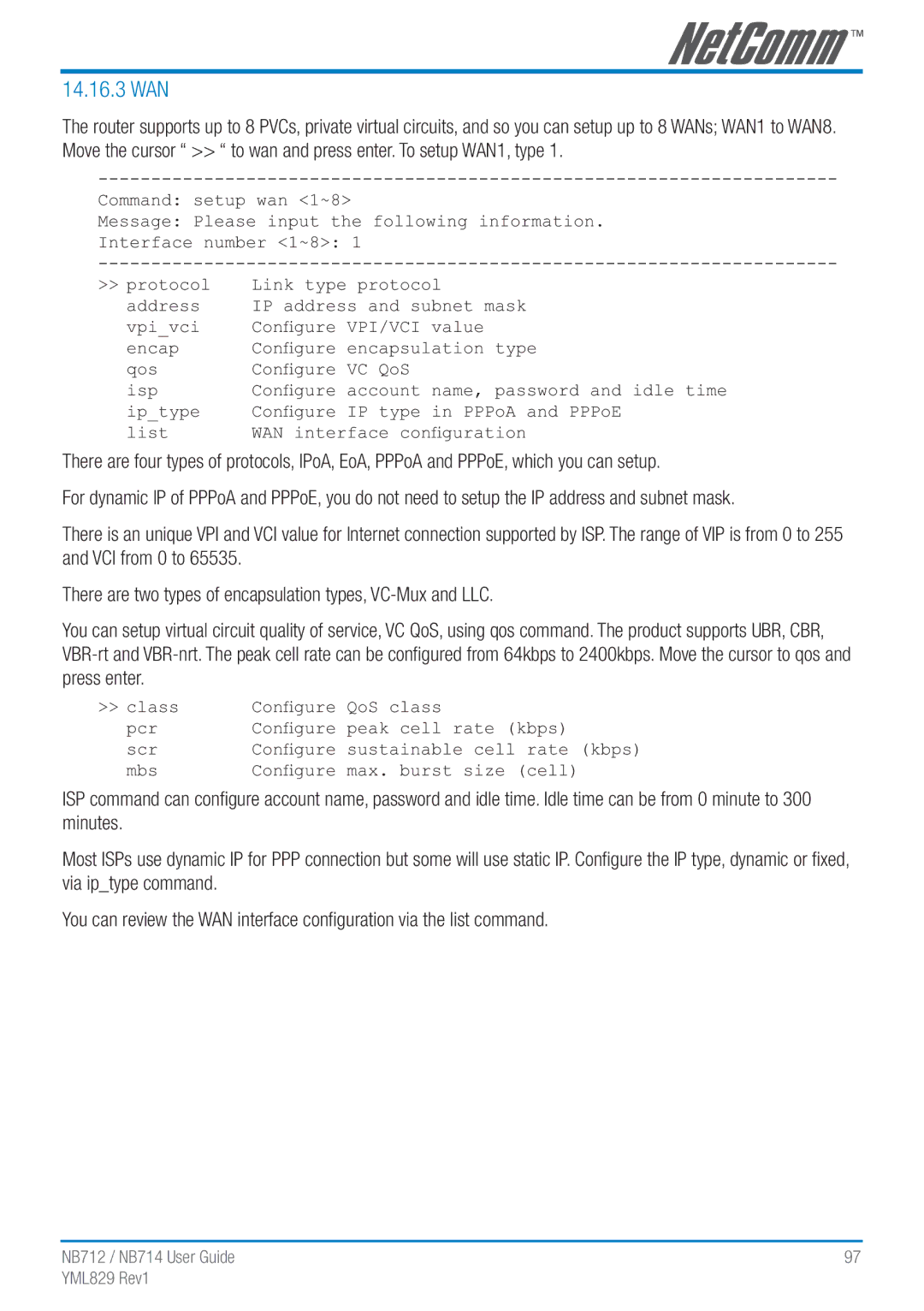 NetComm NB712 manual 14.16.3 WAN 