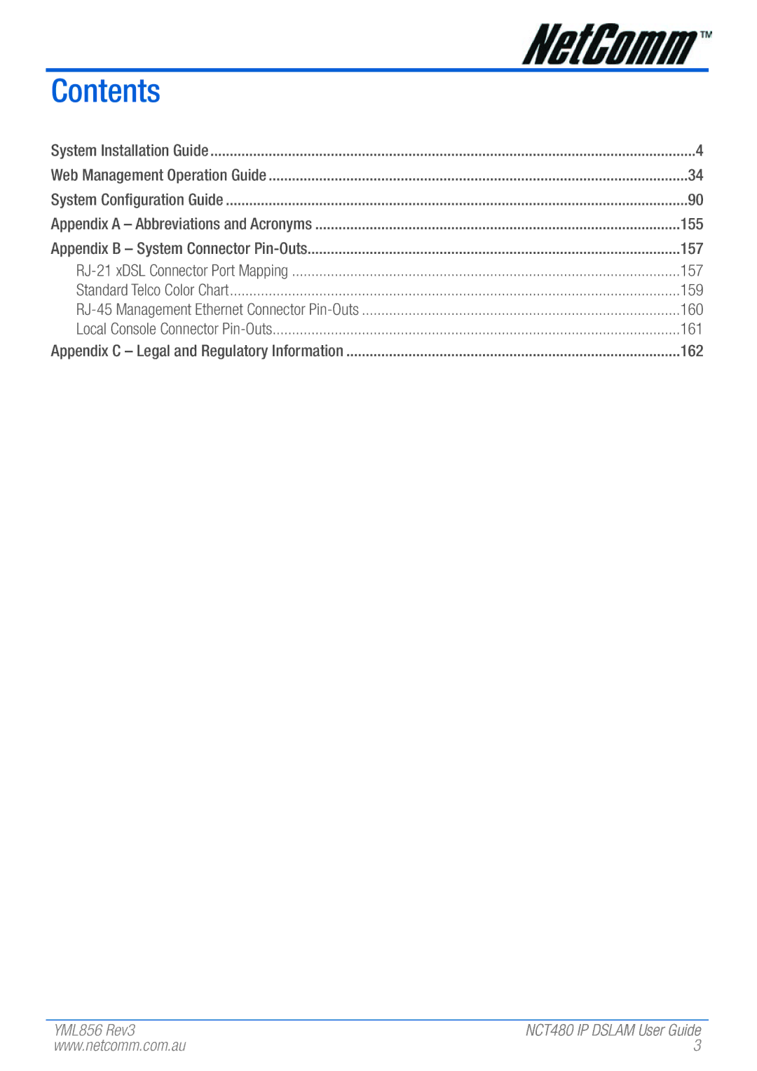 NetComm NCT480 manual Contents 