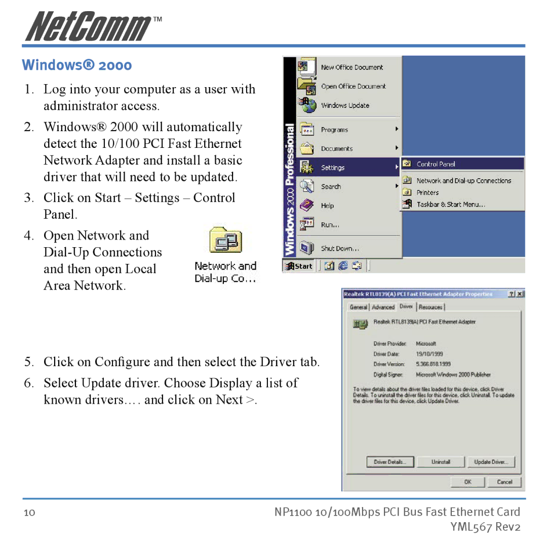 NetComm NP1100 manual Windows 