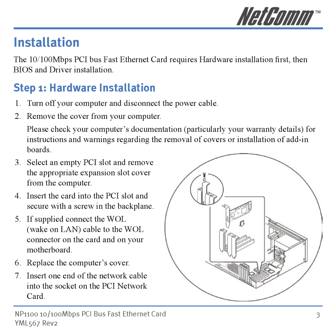 NetComm NP1100 manual Hardware Installation 