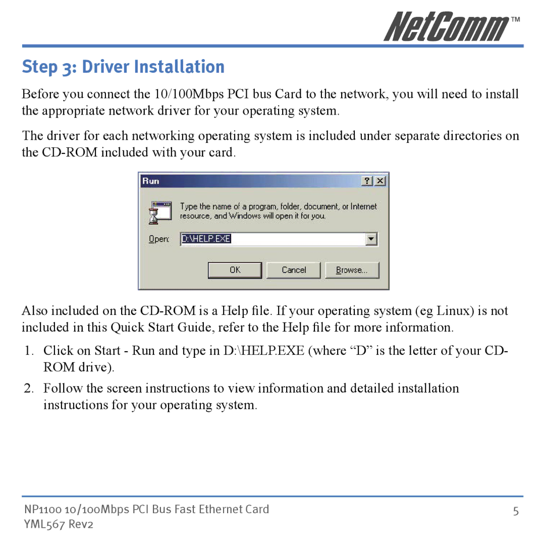 NetComm NP1100 manual Driver Installation 