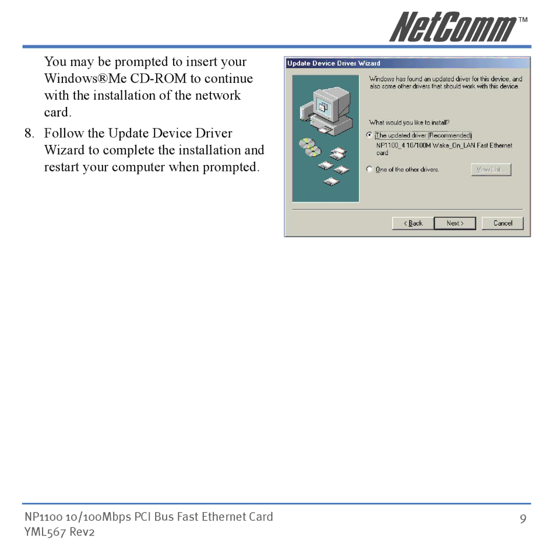 NetComm manual NP1100 10/100Mbps PCI Bus Fast Ethernet Card YML567 Rev2 