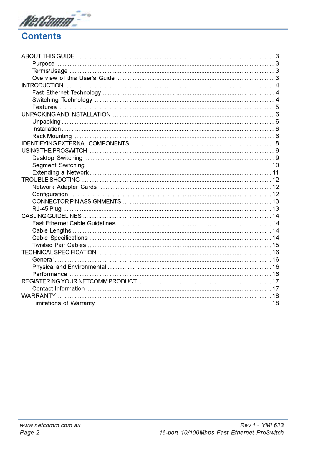 NetComm NP2160 manual Contents 