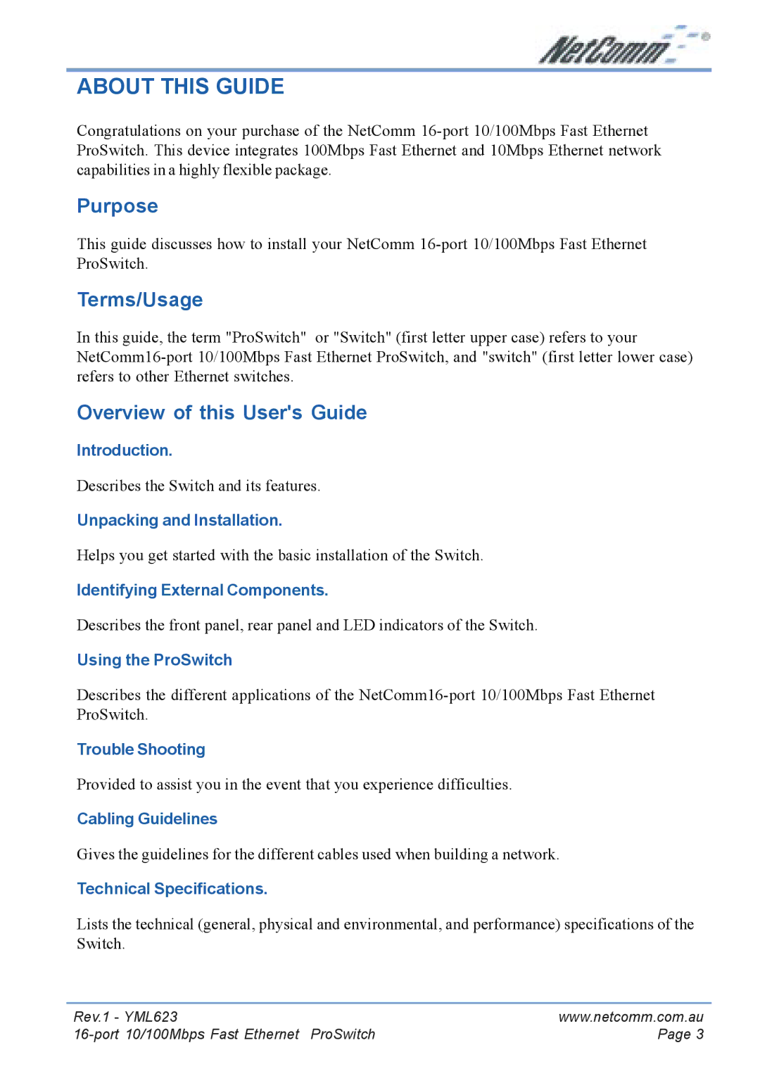 NetComm NP2160 manual About this Guide, Purpose, Terms/Usage, Overview of this Users Guide 