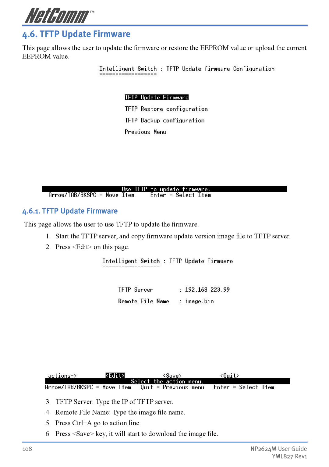 NetComm NP2624M manual Tftp Update Firmware 