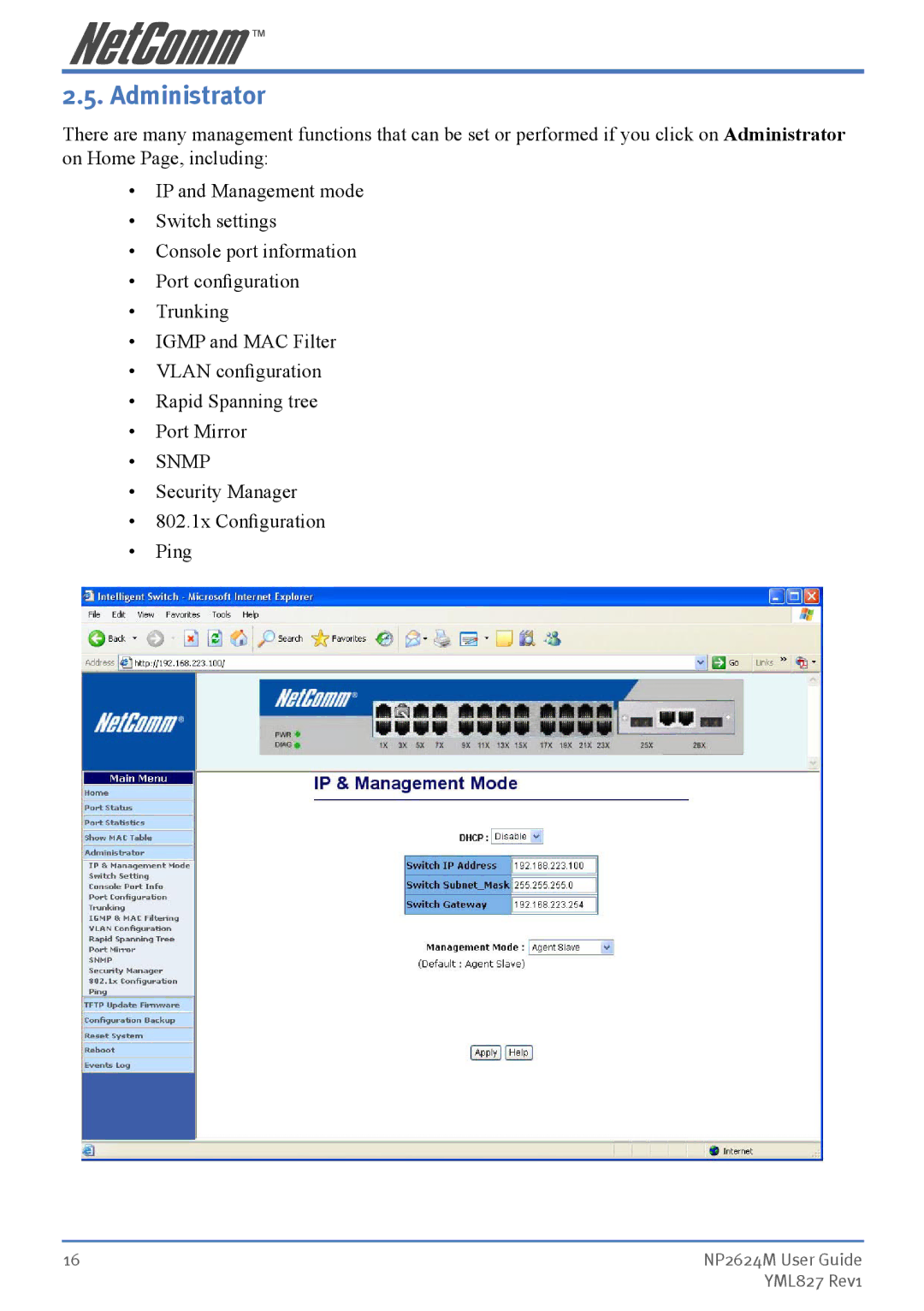 NetComm NP2624M manual Administrator 