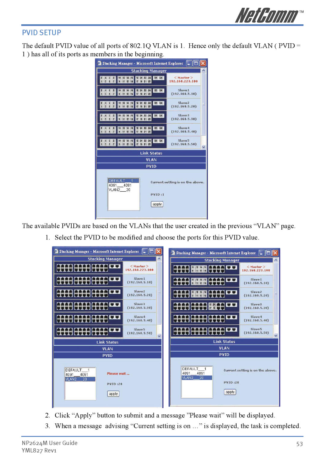 NetComm NP2624M manual Pvid Setup 