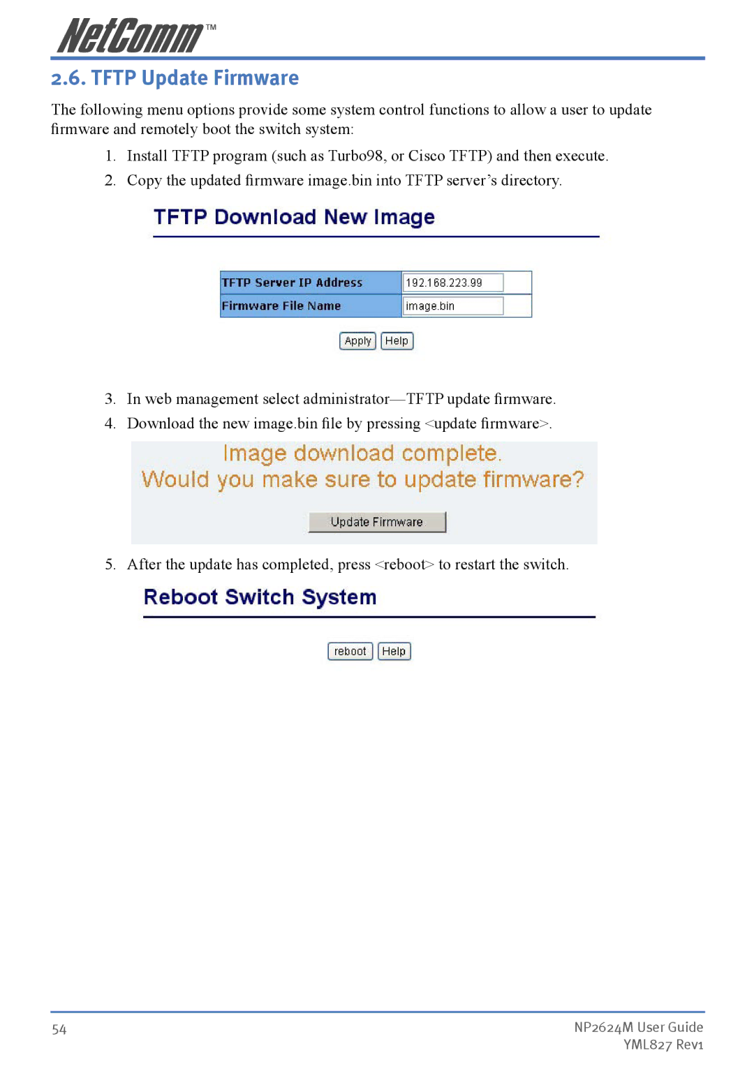 NetComm NP2624M manual Tftp Update Firmware 