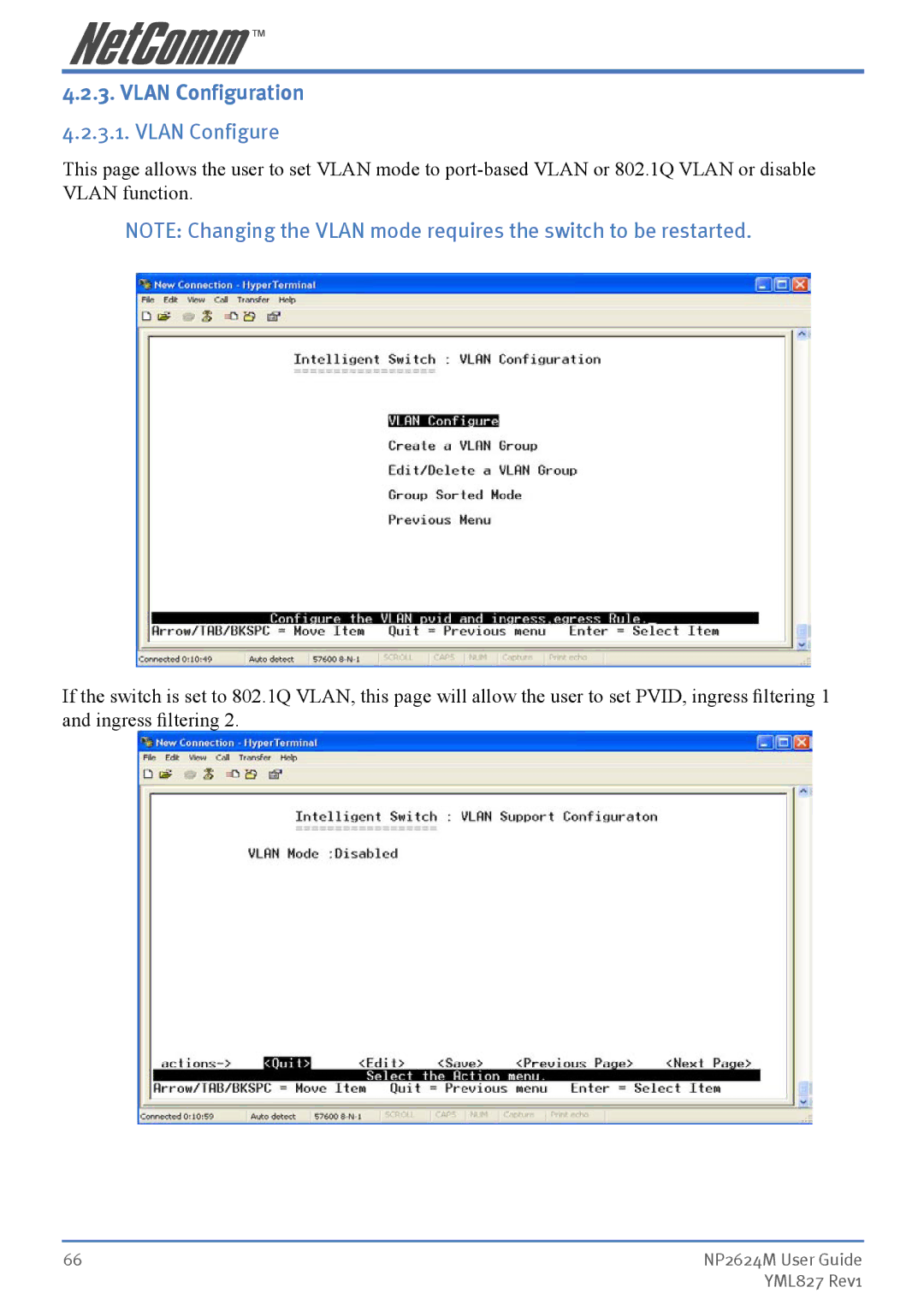 NetComm NP2624M manual Vlan Configuration, Vlan Configure 