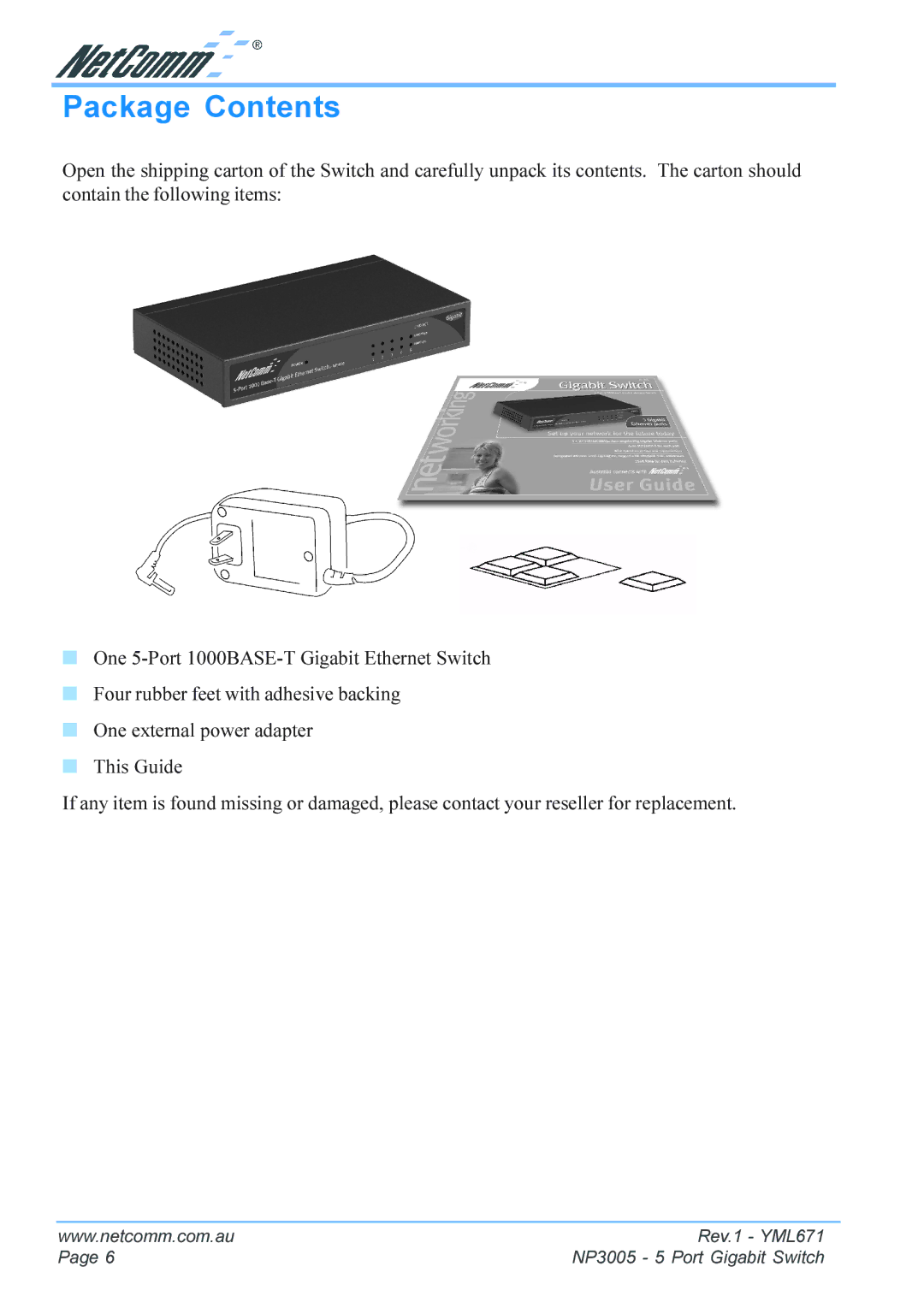 NetComm NP3005 manual Package Contents 