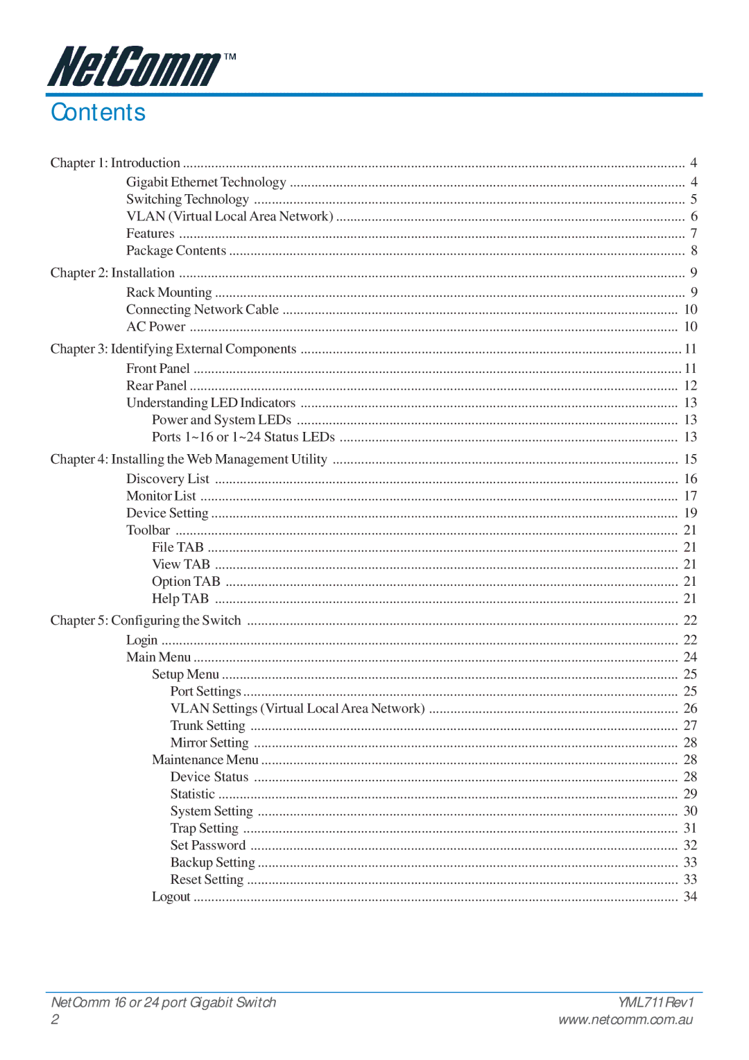 NetComm NP3024 manual Contents 