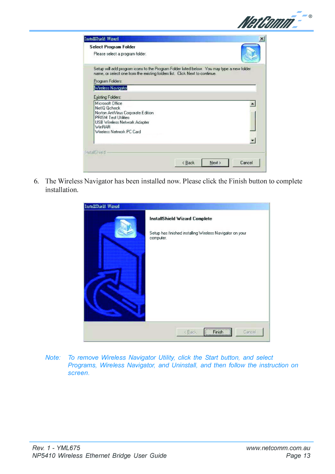 NetComm manual Rev YML675 NP5410 Wireless Ethernet Bridge User Guide 