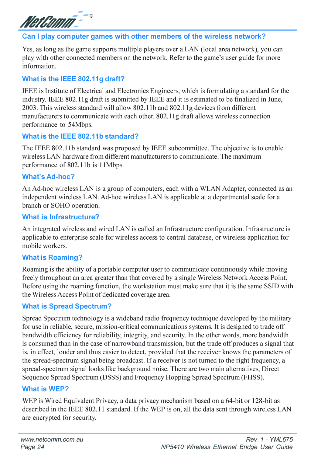 NetComm NP5410 manual What is the Ieee 802.11g draft? 