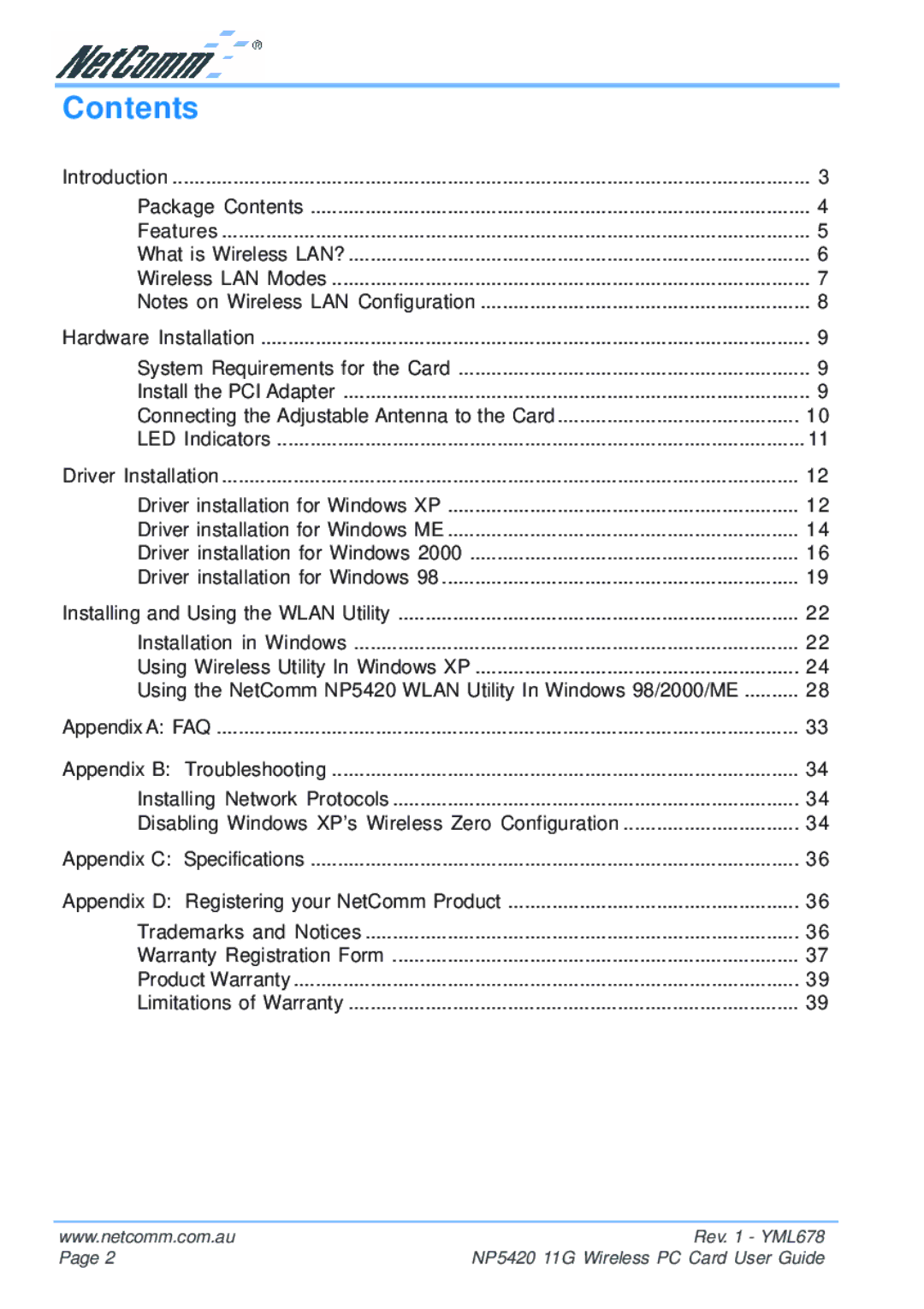 NetComm NP5420 manual Contents 