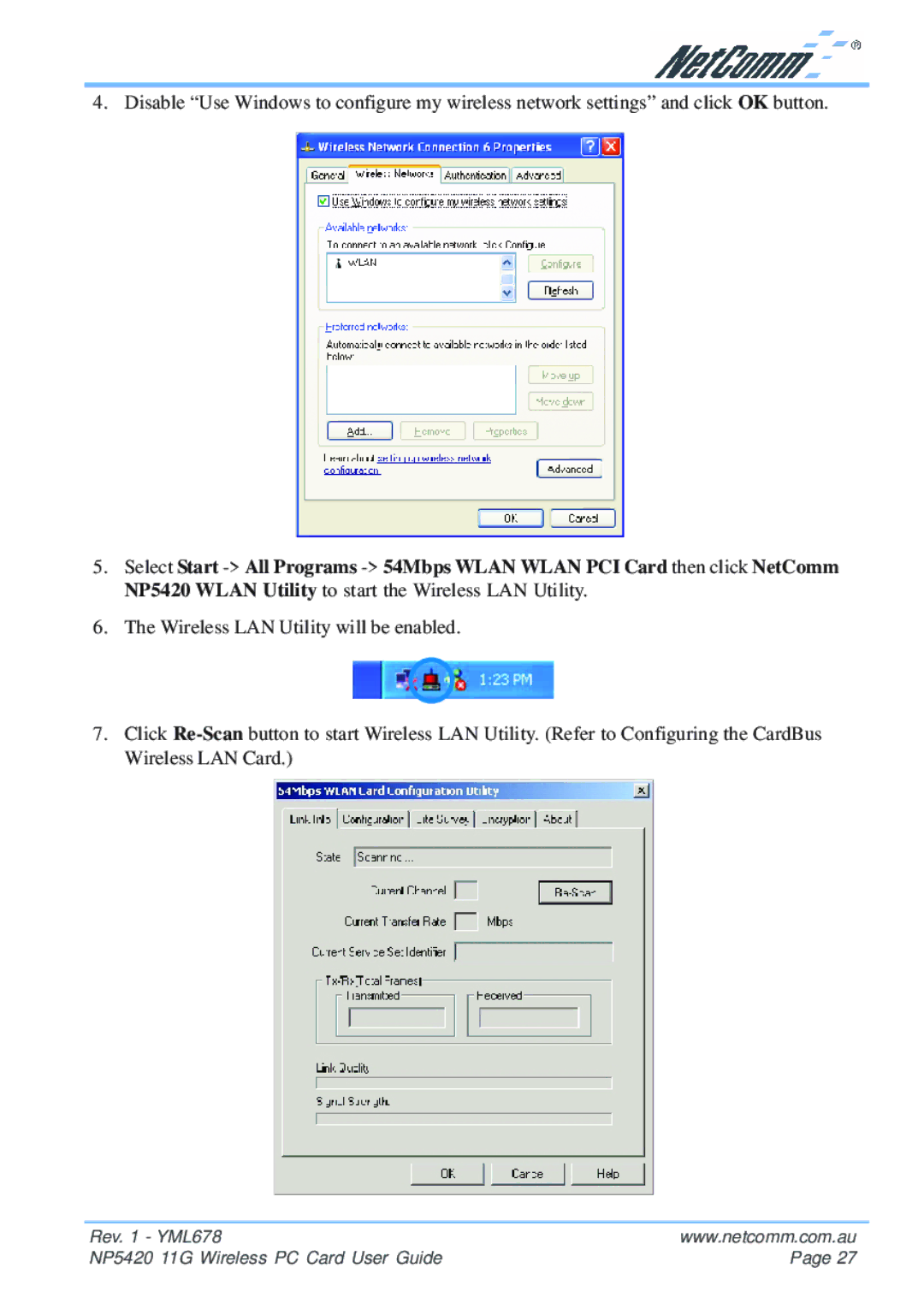 NetComm manual Rev YML678 NP5420 11G Wireless PC Card User Guide 