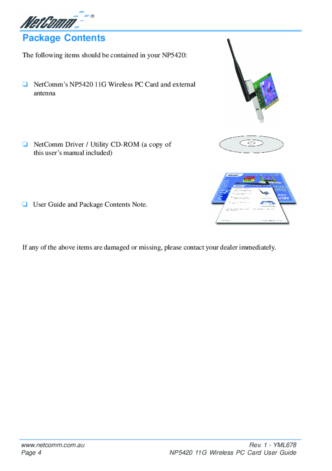 NetComm NP5420 manual Package Contents 