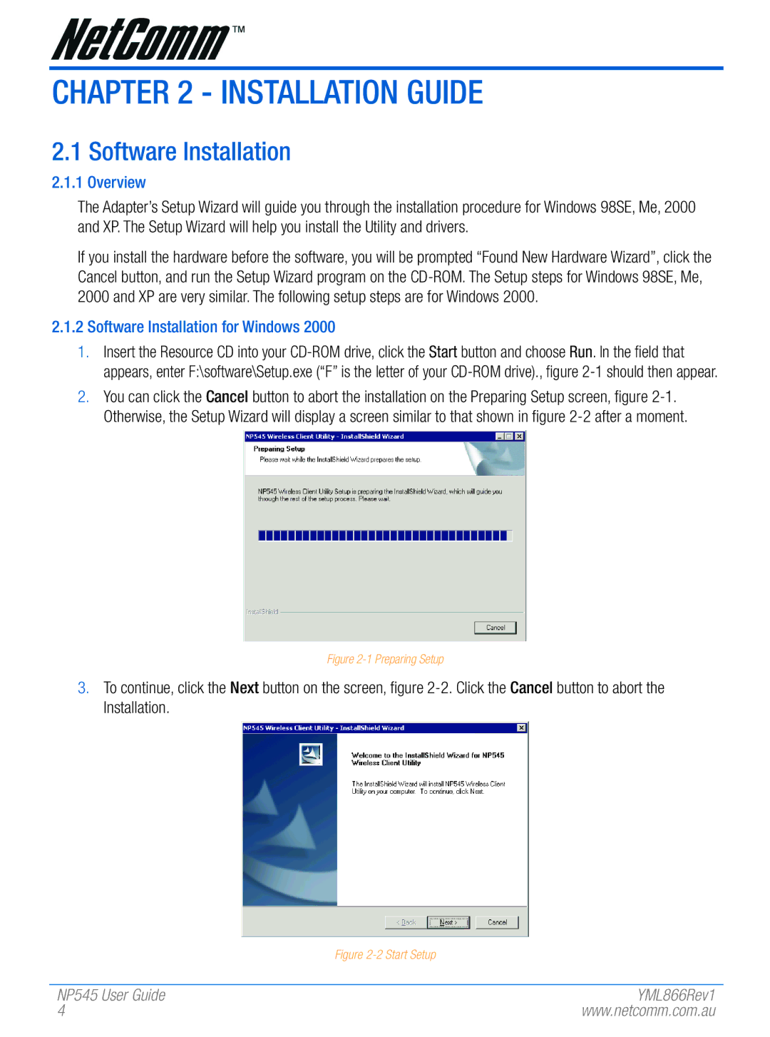 NetComm NP545 manual Installation Guide, Overview, Software Installation for Windows 