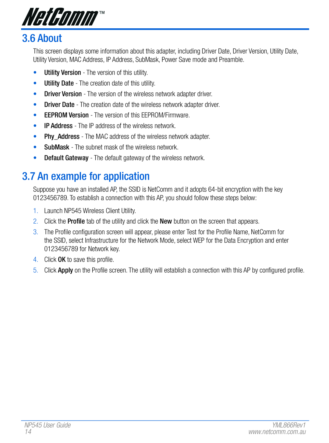 NetComm manual About, An example for application, NP545 User Guide 