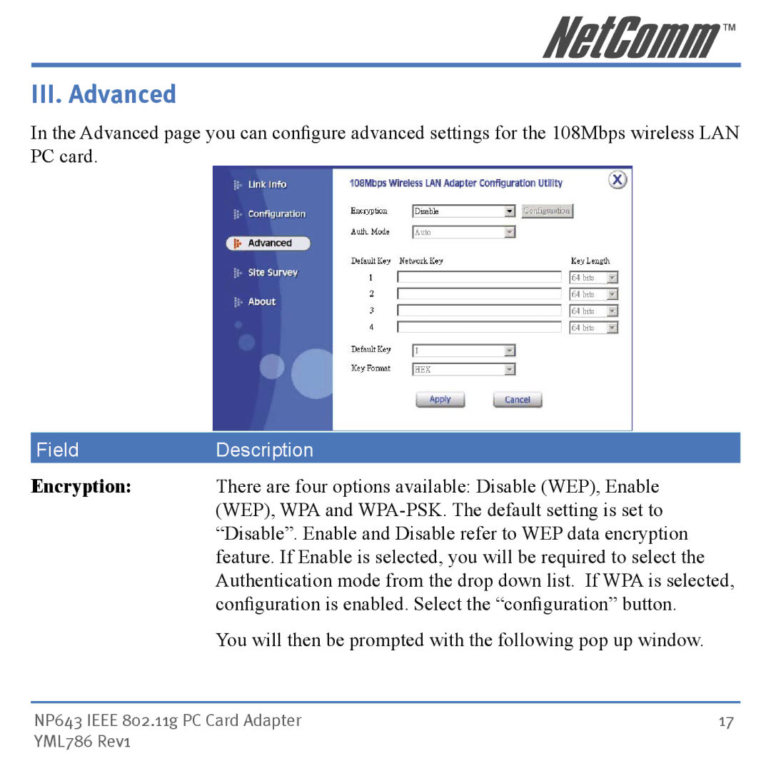 NetComm NP643 manual III. Advanced 