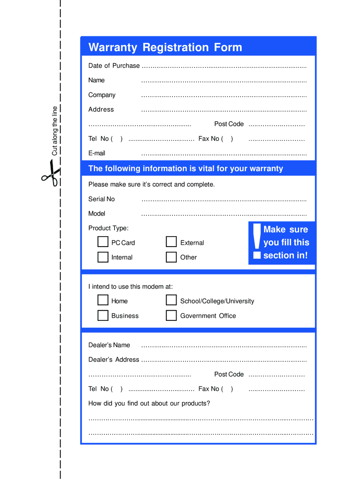 NetComm NP7042 manual Warranty Registration Form 