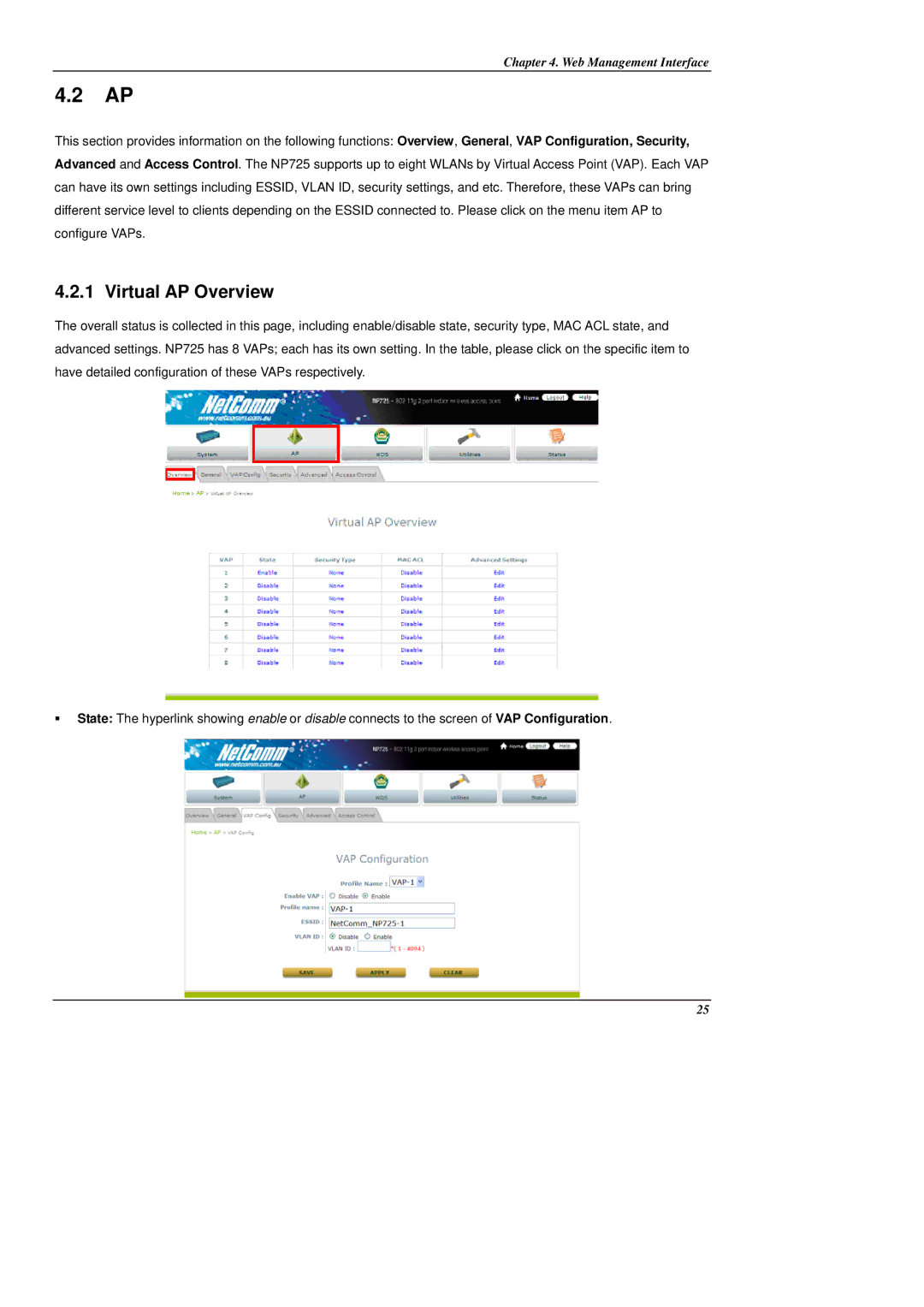 NetComm NP725 manual Virtual AP Overview 