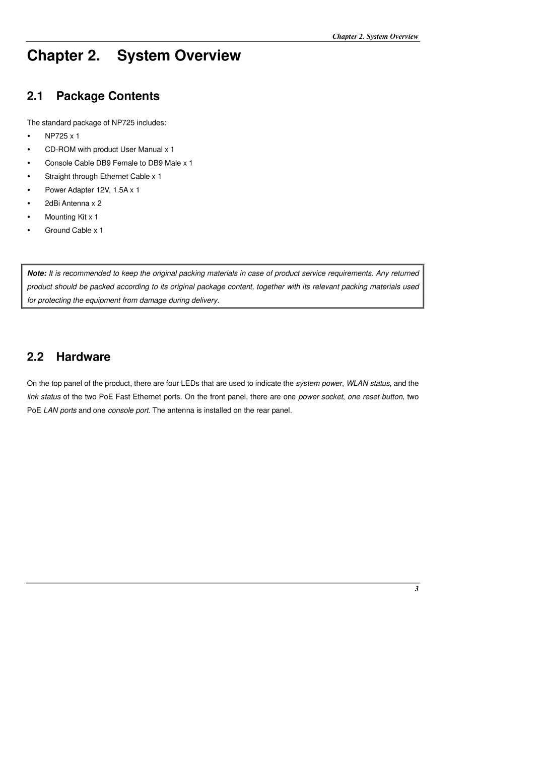 NetComm NP725 manual System Overview 