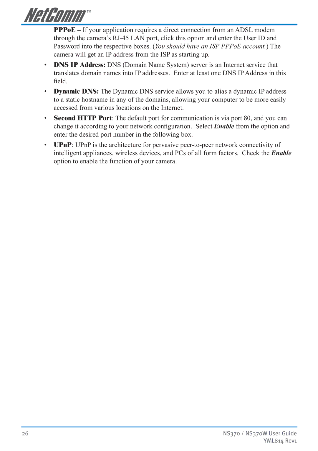 NetComm manual NS370 / NS370W User Guide 