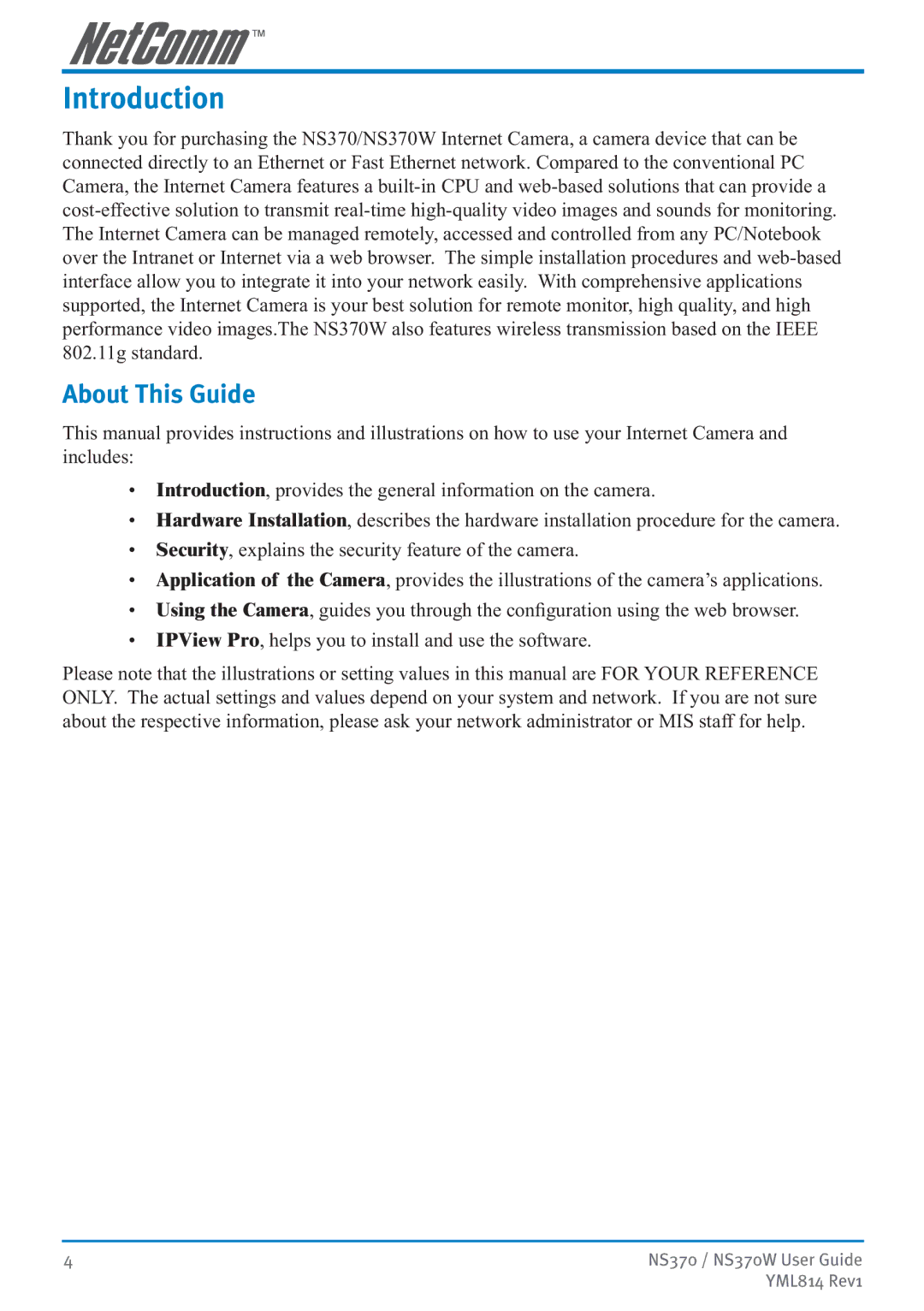 NetComm NS370W manual Introduction, About This Guide 