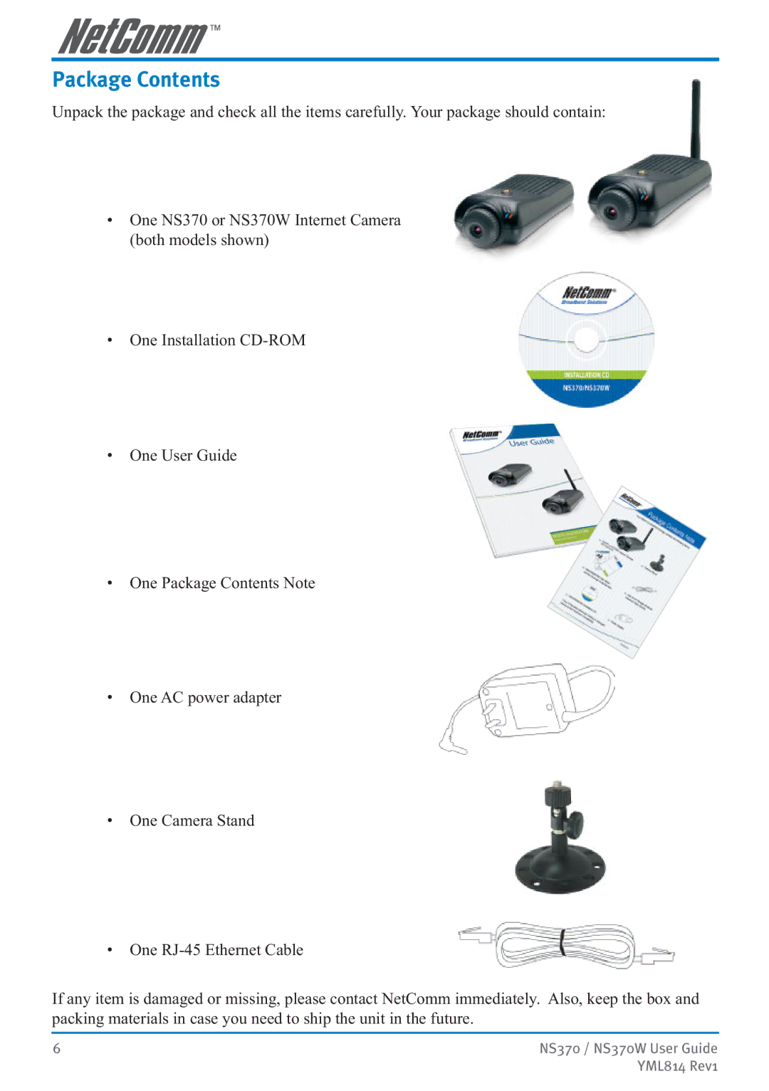 NetComm NS370W manual Package Contents 