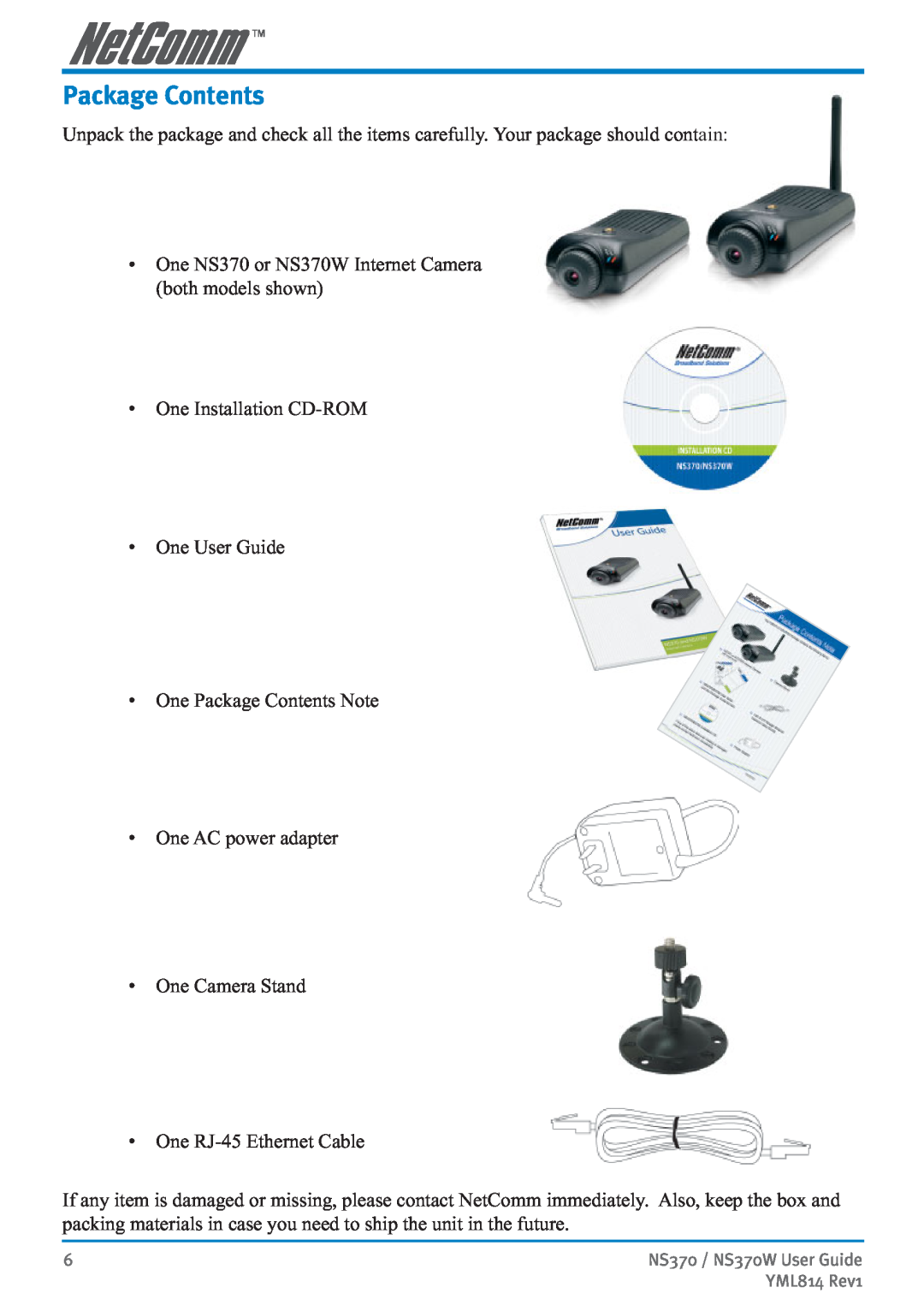 NetComm NS370W manual Package Contents 