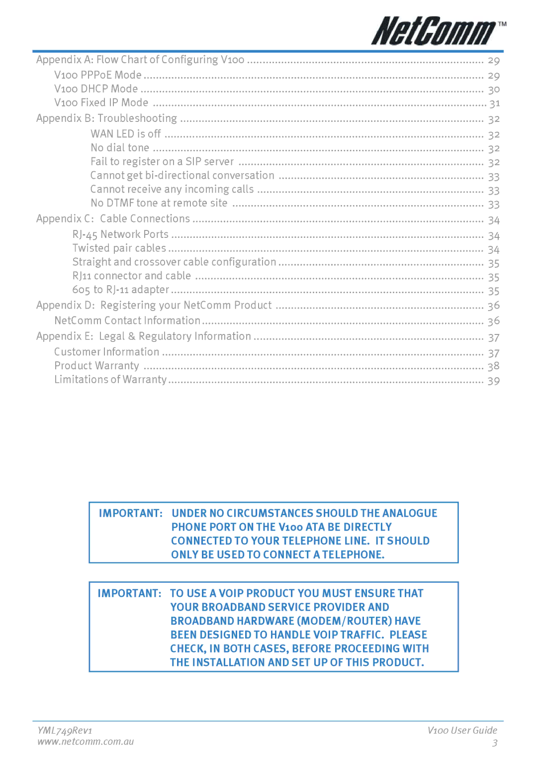 NetComm manual YML749Rev1 V100 User Guide 