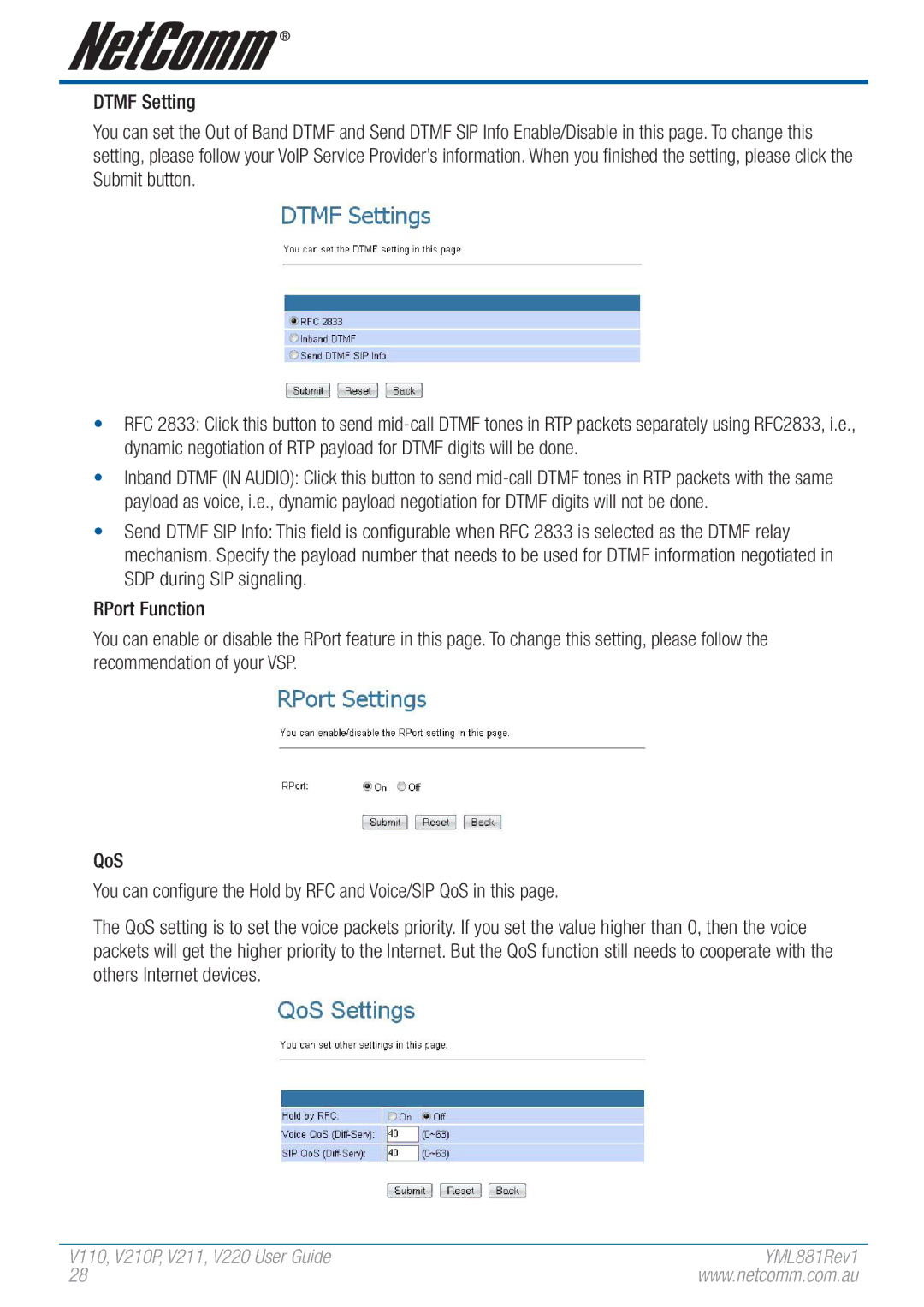 NetComm manual V110,V210P,V211,V220 User Guide 