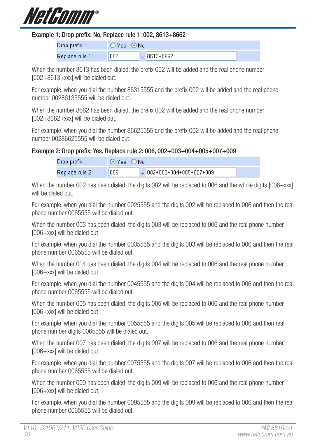 NetComm manual V110,V210P,V211,V220 User Guide 