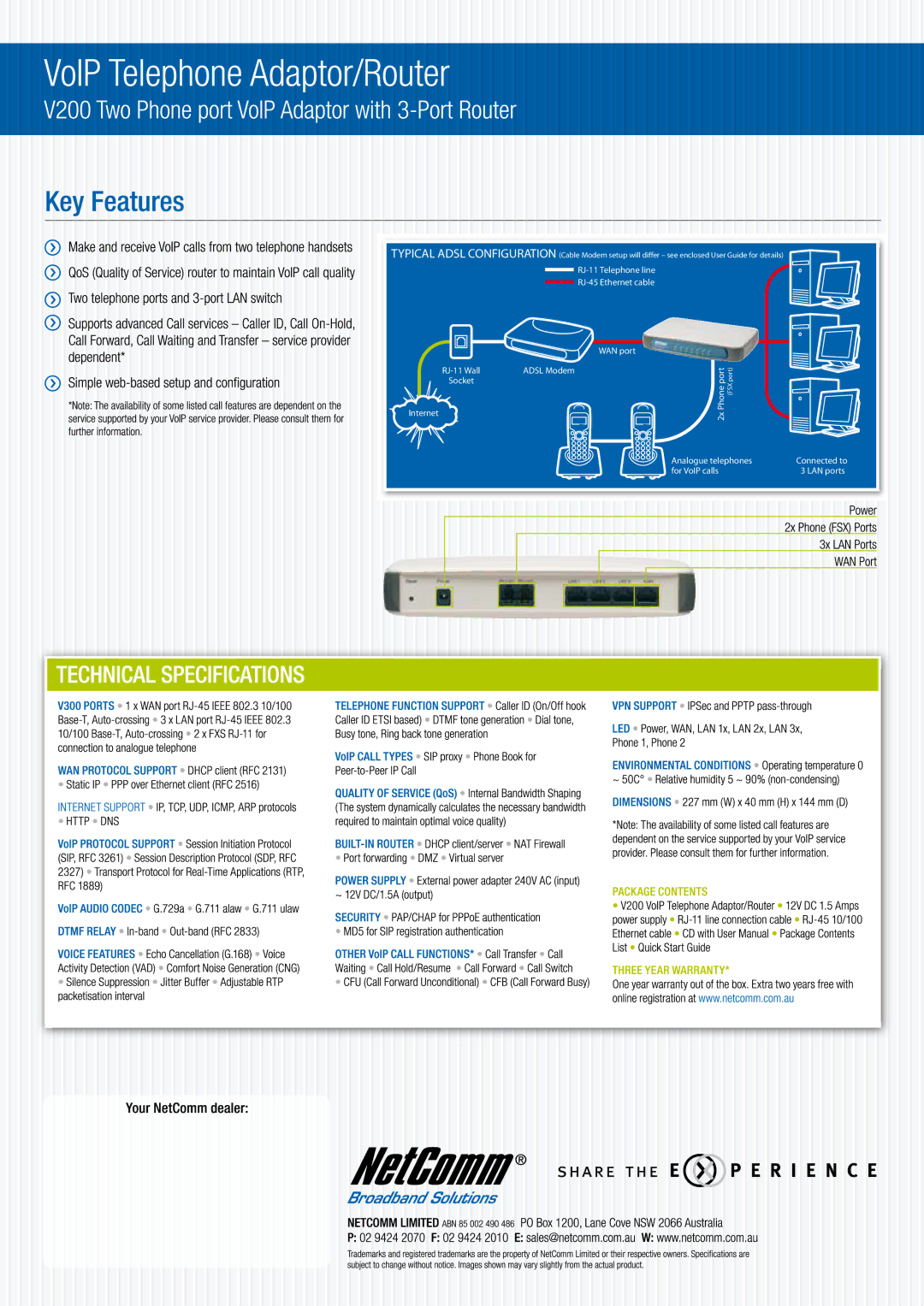 NetComm V200 manual 