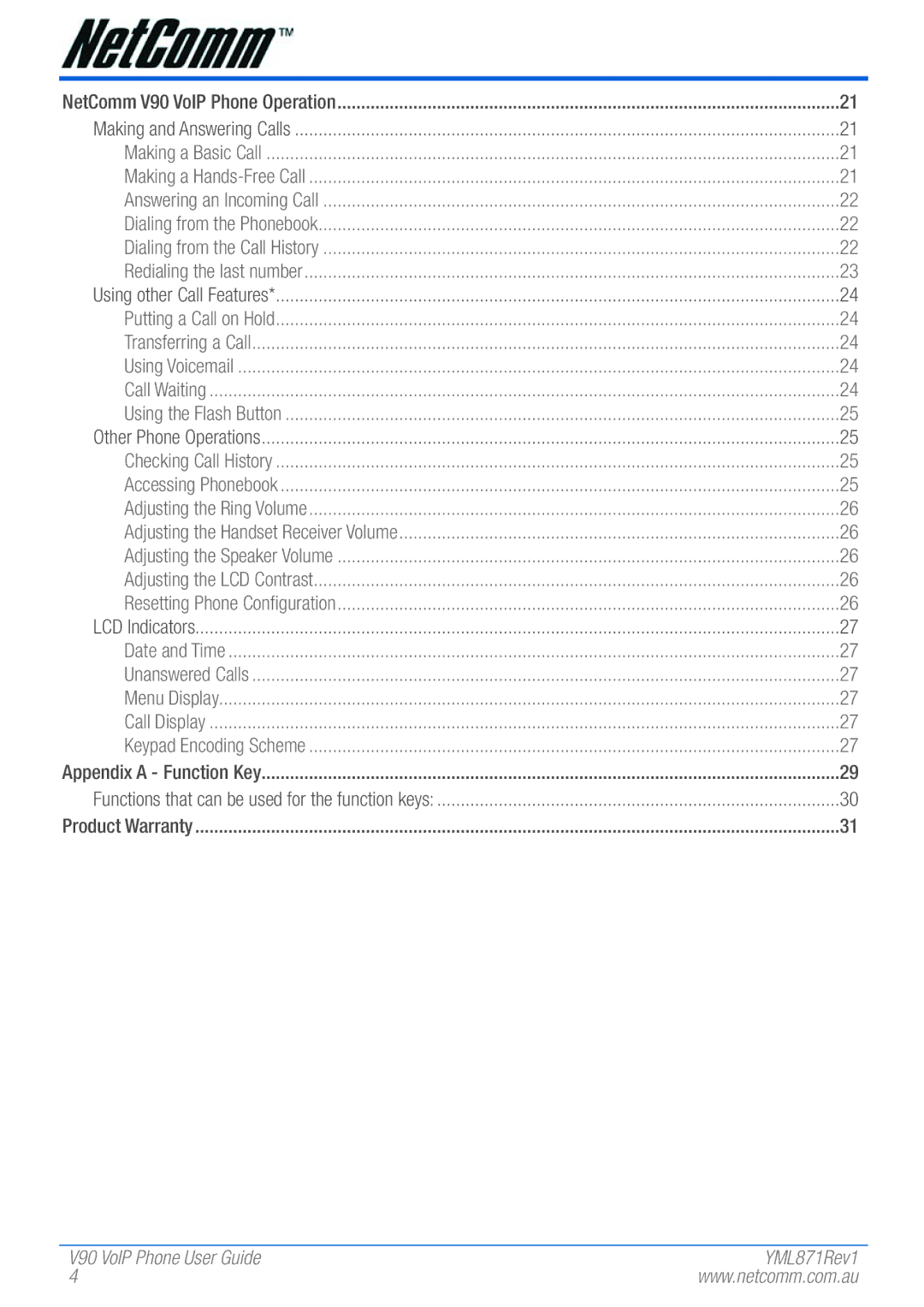 NetComm manual V90 VoIP Phone User Guide 