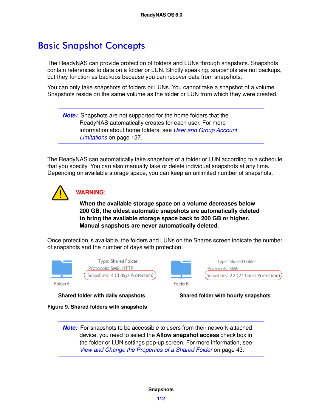 NETGEAR 314, 104, 312 software manual Basic Snapshot Concepts, Limitations on 