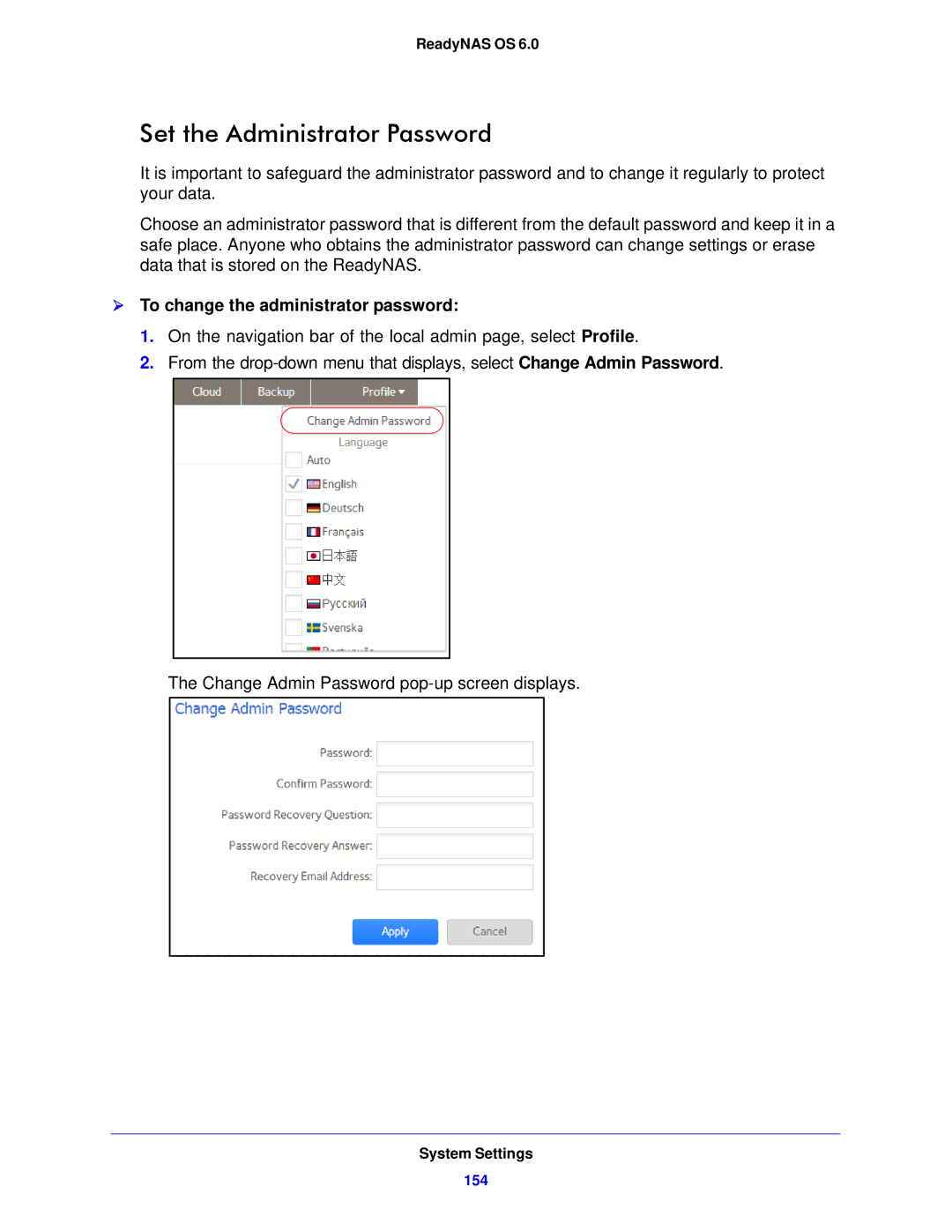 NETGEAR 314, 104, 312 software manual Set the Administrator Password,  To change the administrator password 