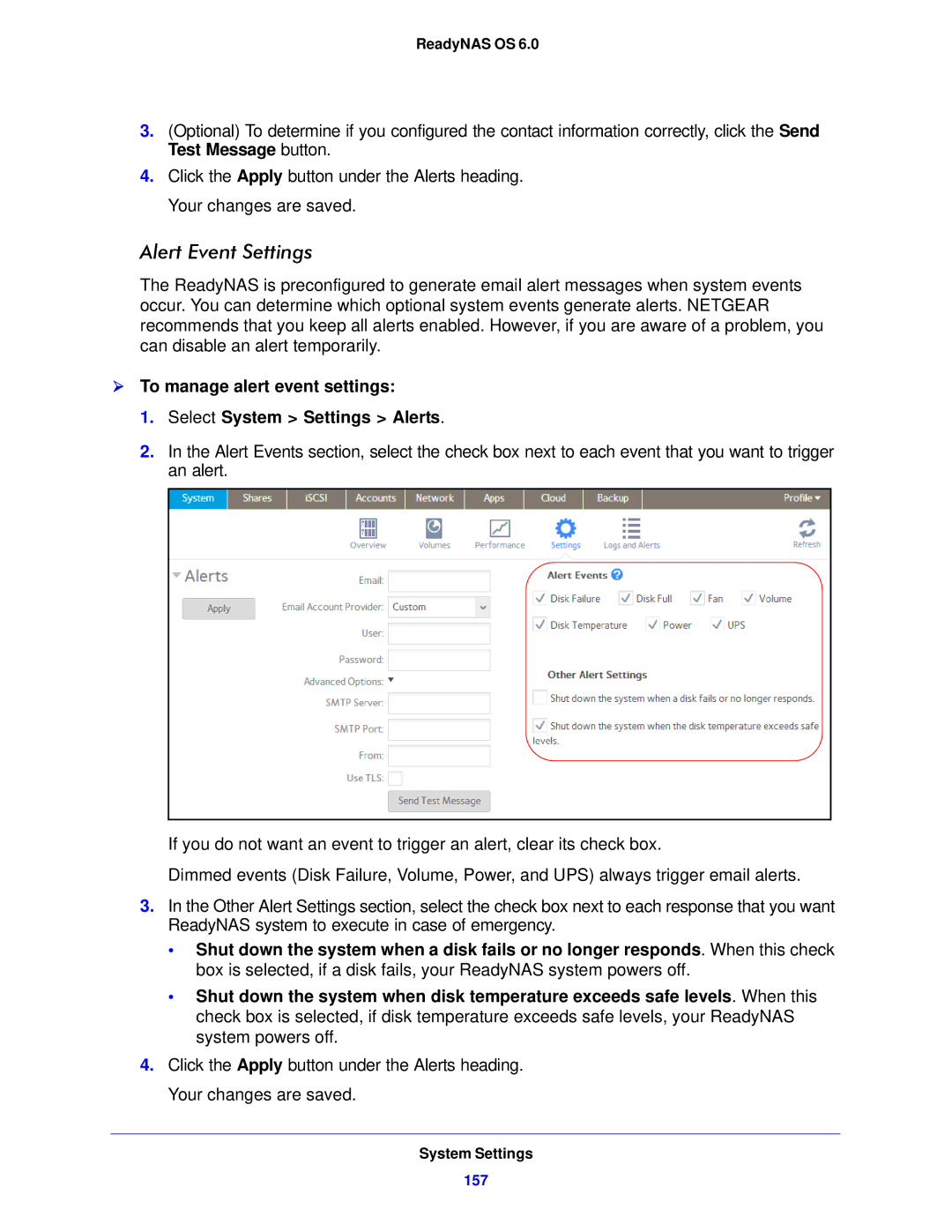 NETGEAR 314, 104, 312 software manual Alert Event Settings 